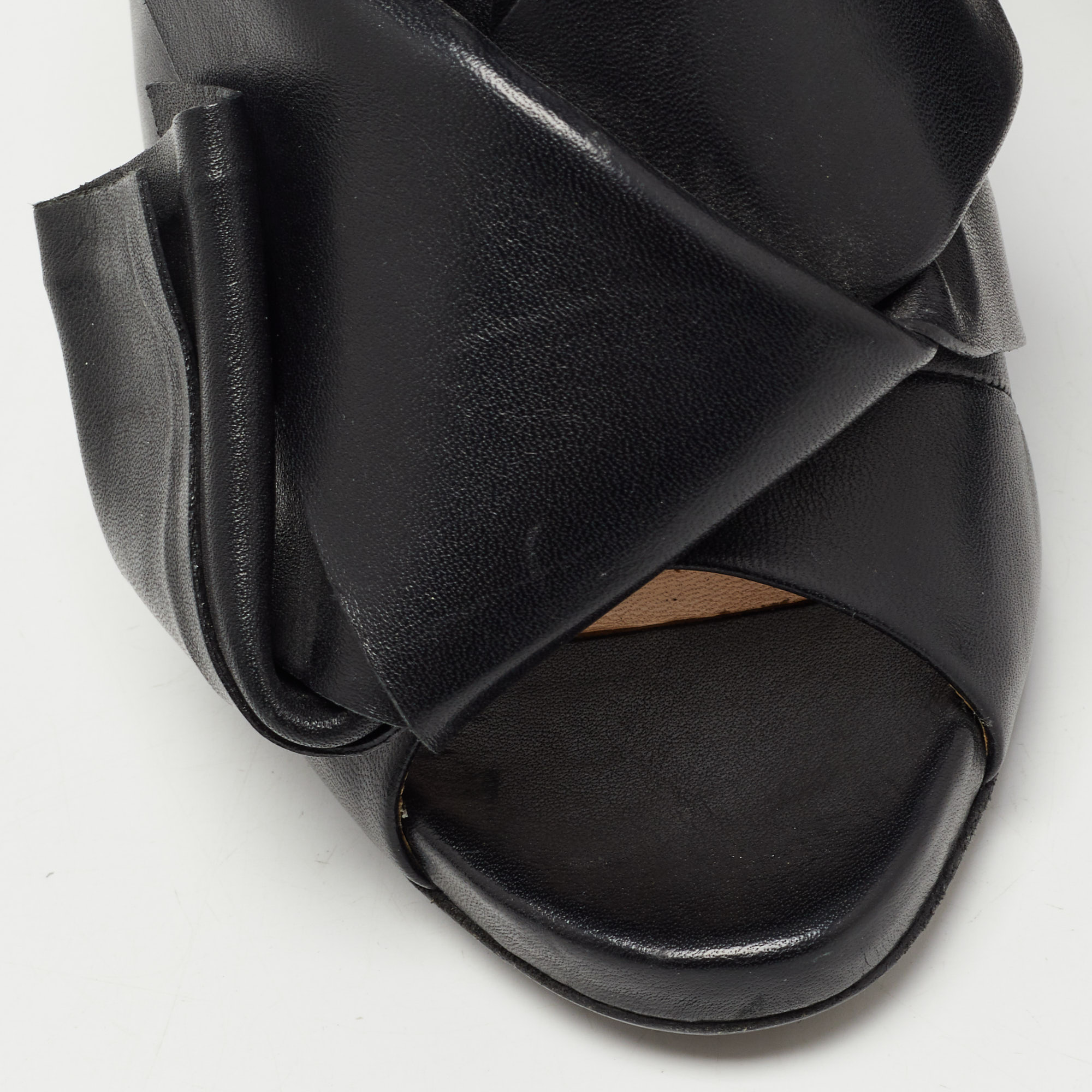 N21 Black Leather Raso Knot Mules Size 37