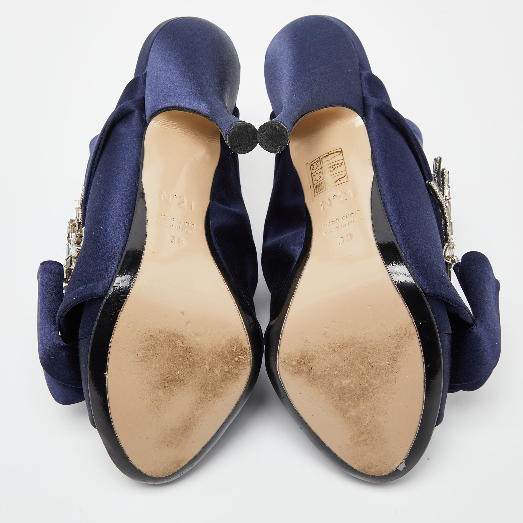Nº21 Blue Satin Ronny Pleated Slide Sandals Size 38