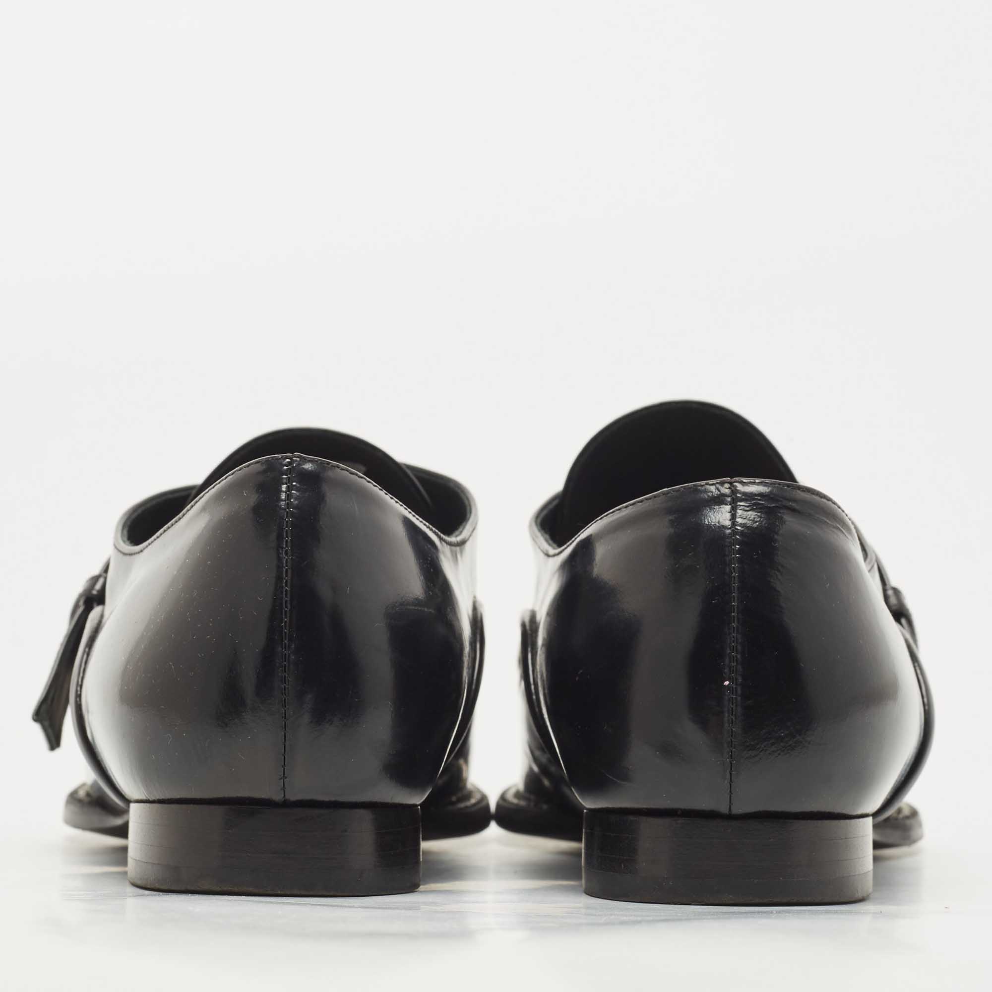 N21 Black Leather Crystal Embellished Buckle Loafers Size 38.5