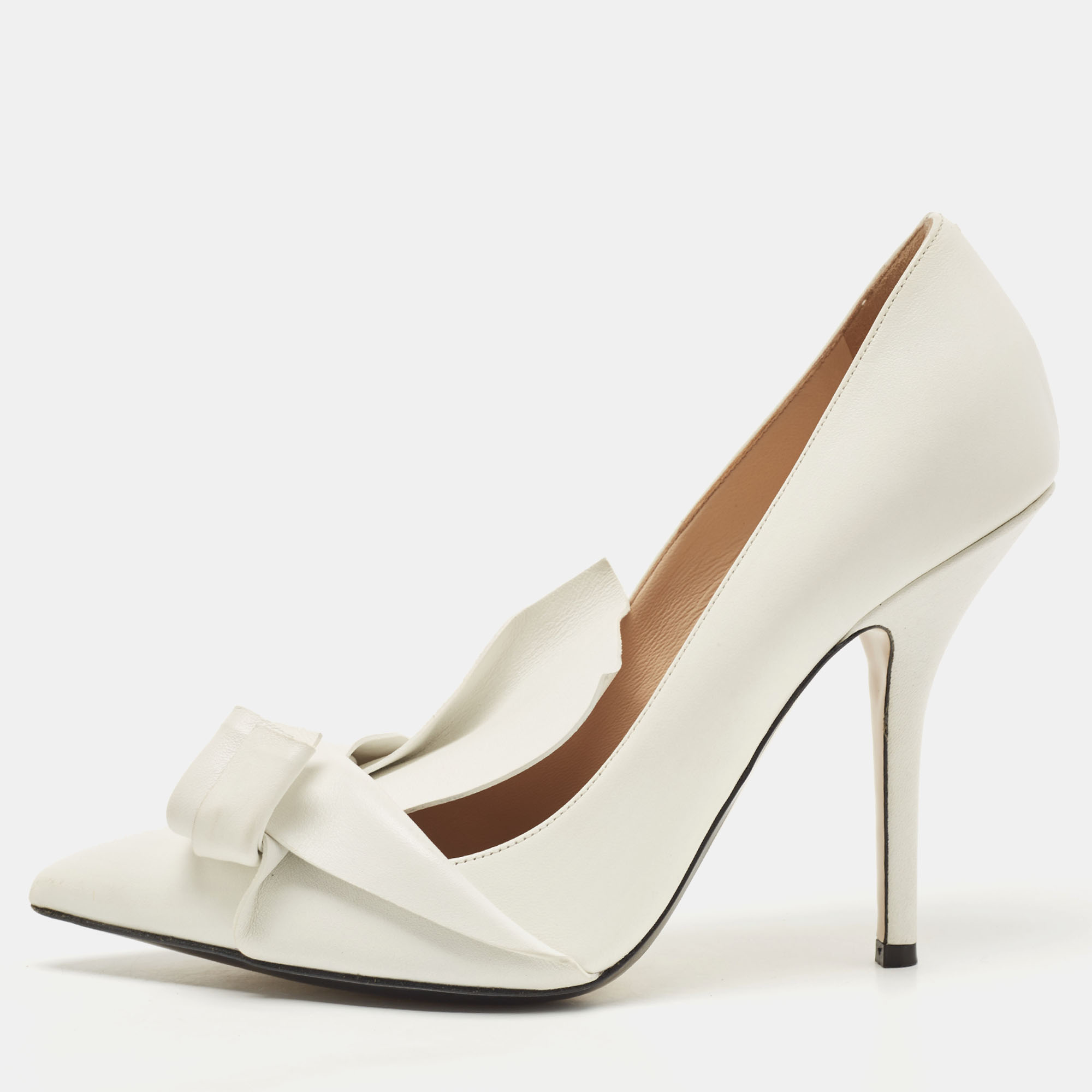 N21 White Leather Knot Pointed Toe Pump Size 40