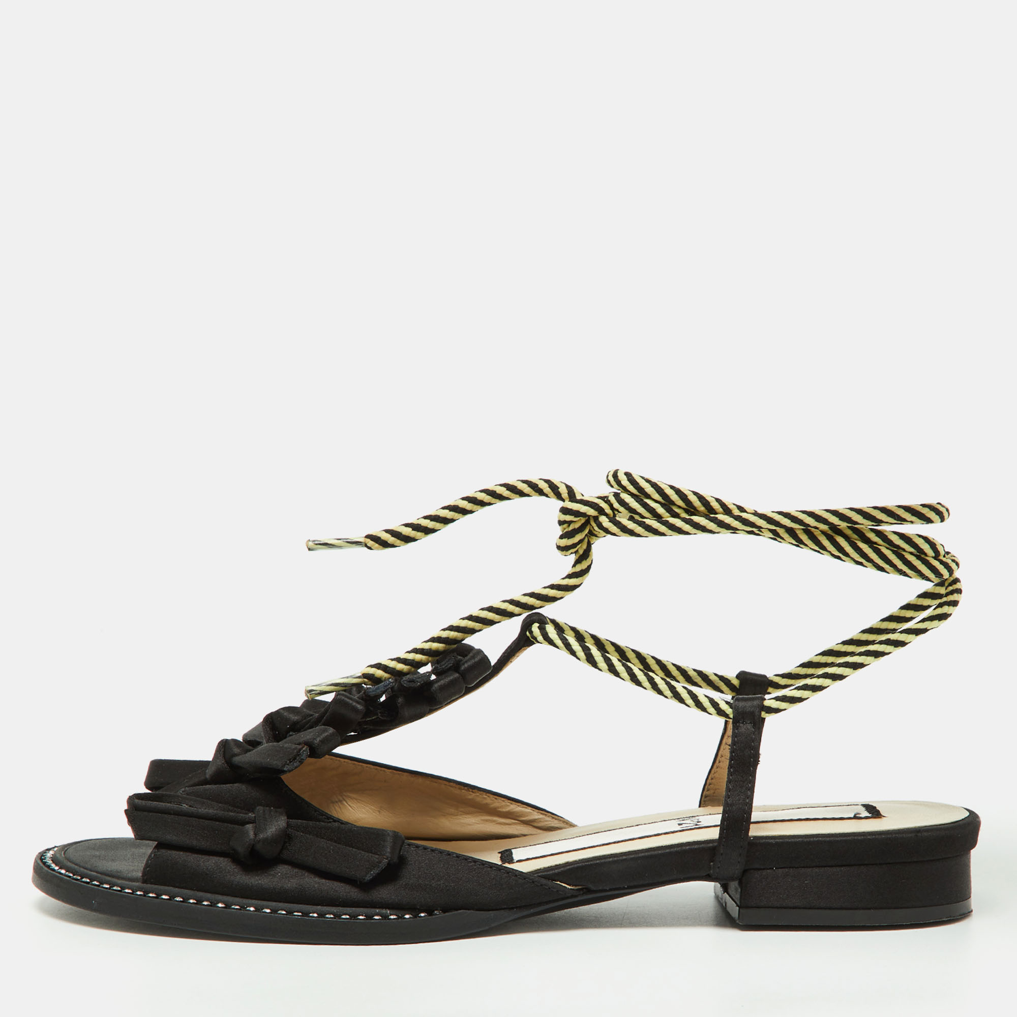 N21 n&ordm;21 black satin ankle tie sandals size 37
