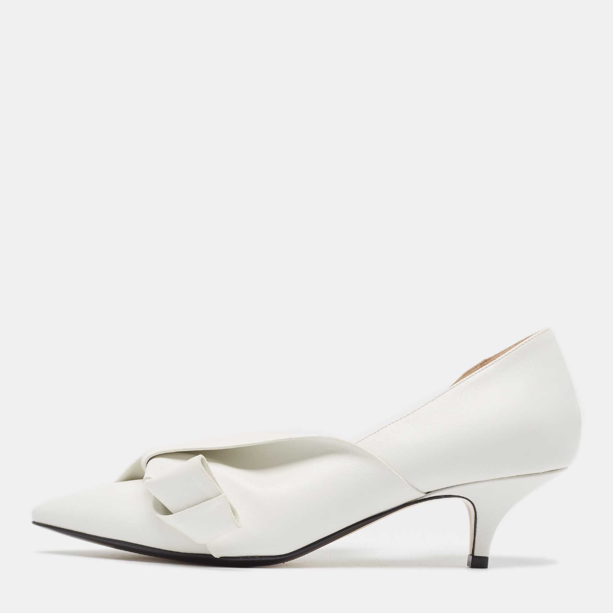 N21 n&ordm;21 white leather tundra knotted d'orsay pumps size 37