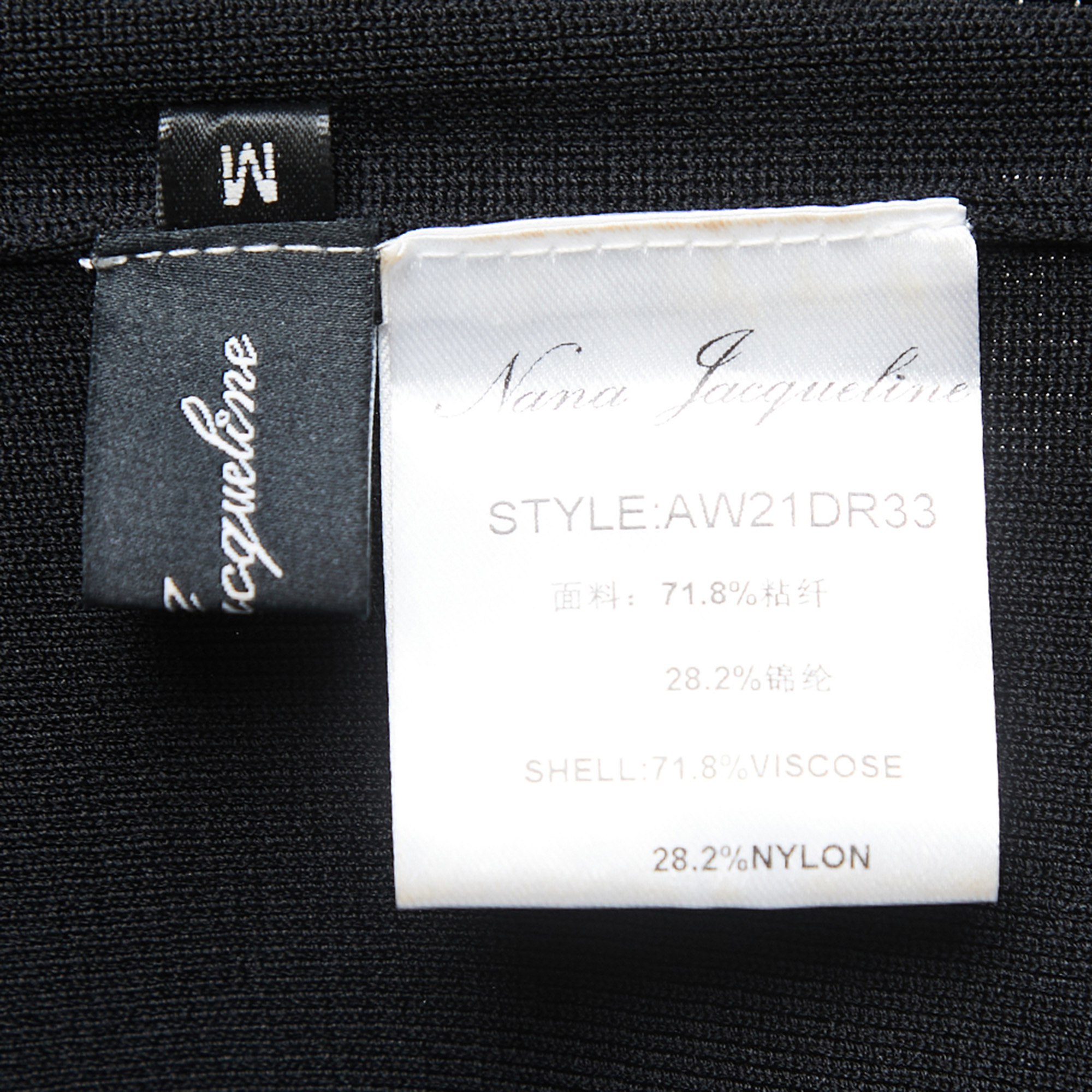 Nana Jacqueline Black Knit Cut Out Detail Long Sleeve Bodycon Dress M