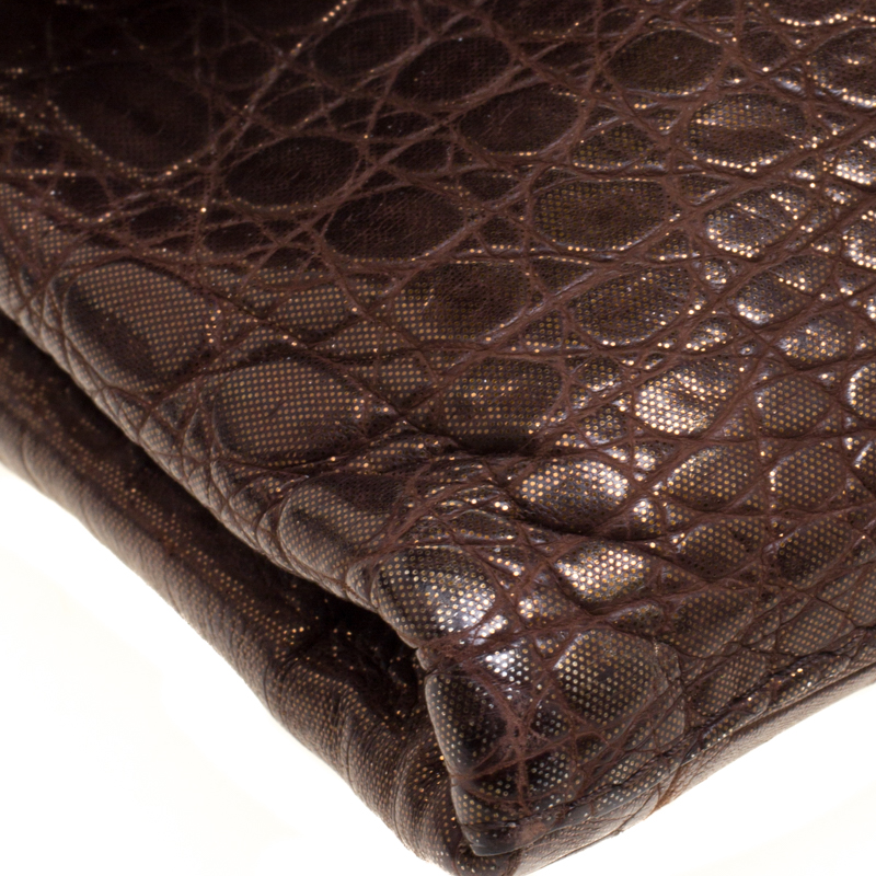 Nancy Gonzalez Bronze Shimmering Crocodile Leather Clutch