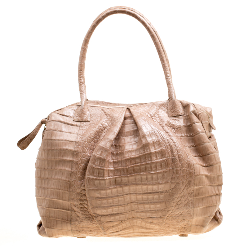 Image of Nancy Gonzalez Light Brown Crocodile Satchel