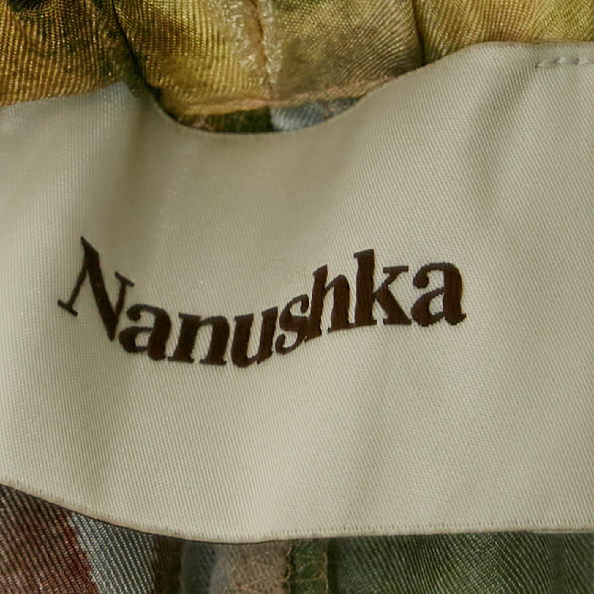 Nanushka Multicolor Watercolor Print  Silk Trousers XS