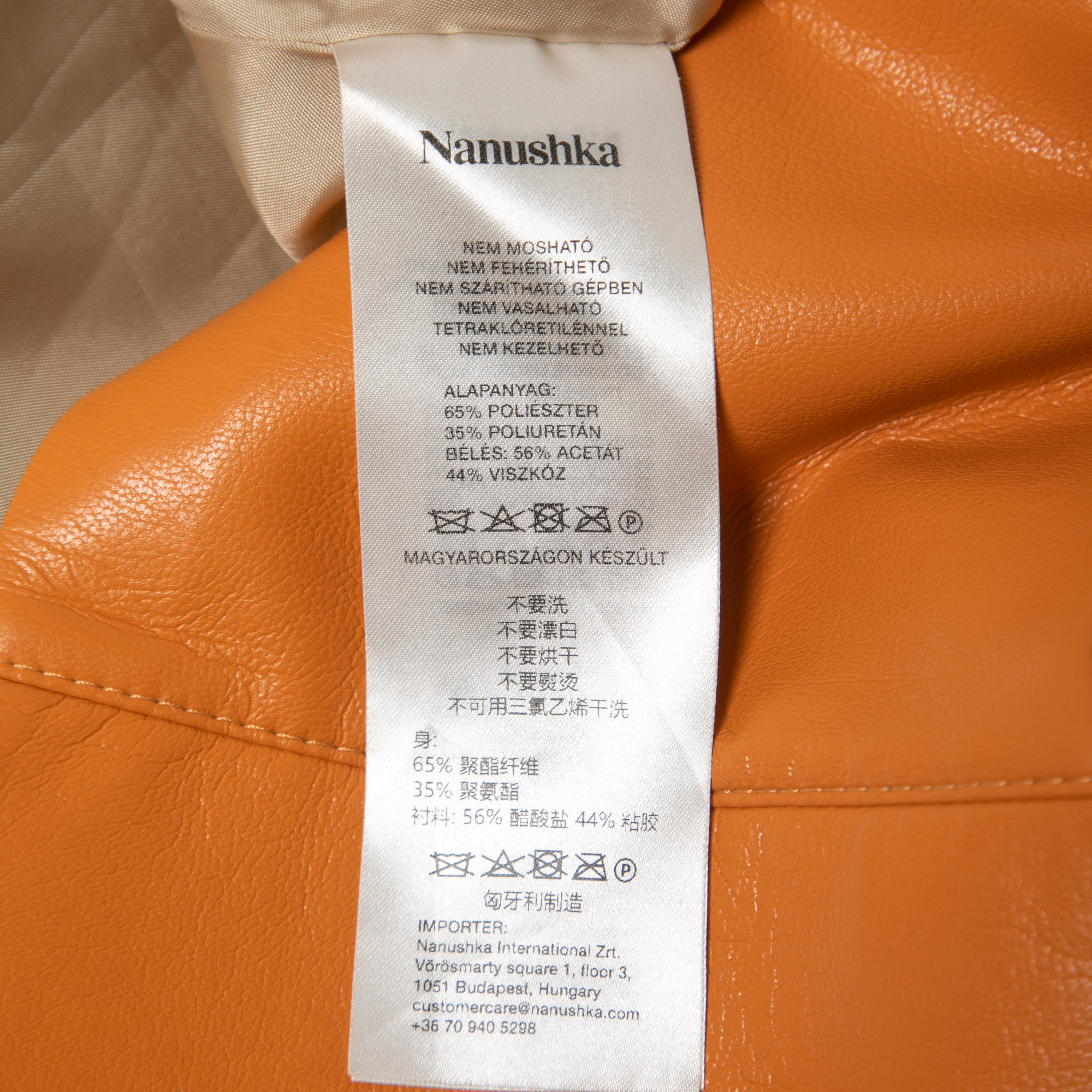 Nanushka Orange Faux Leather Ruffled Inara Mini Dress S