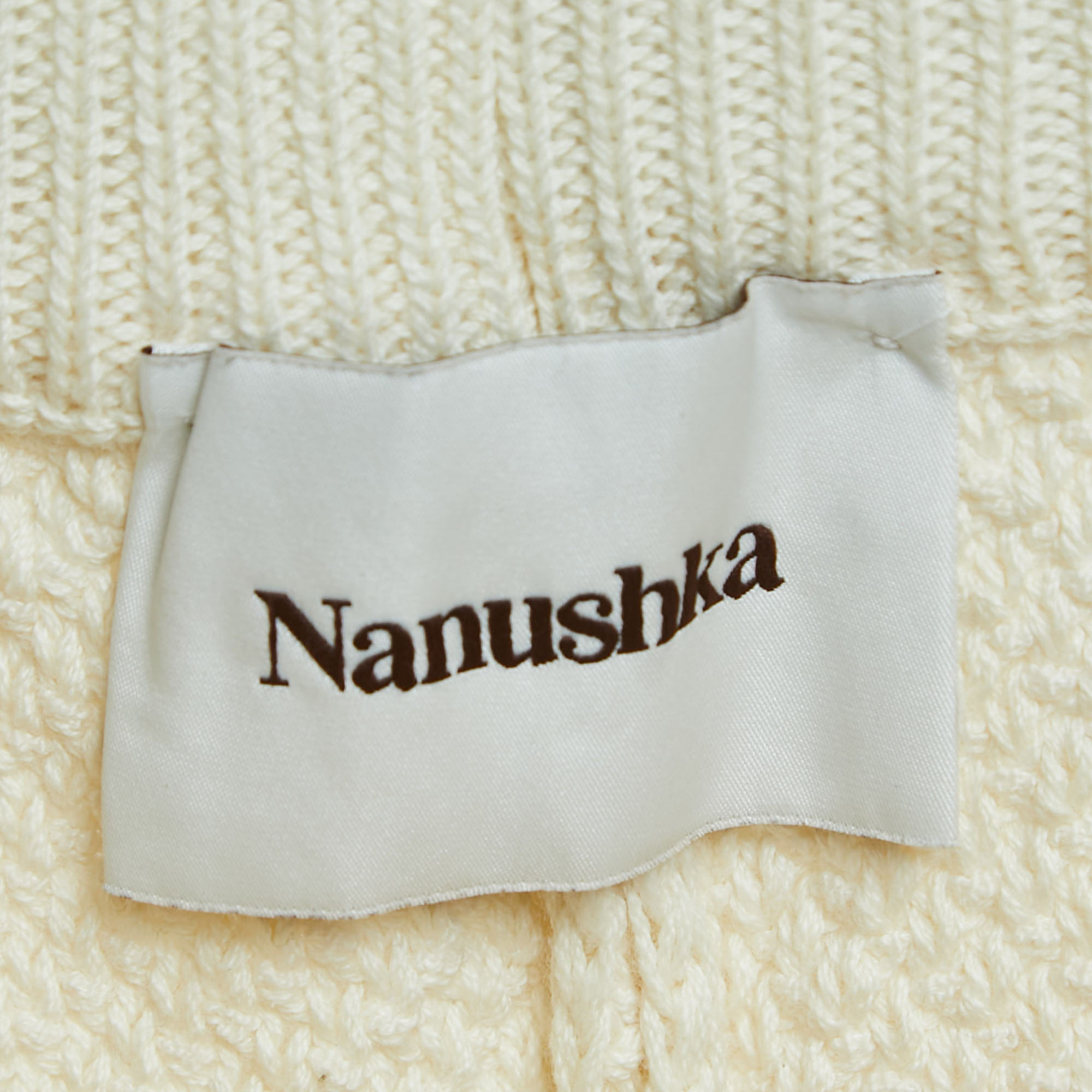 Nanushka Cream Cotton Crochet Knit Drawstring Shorts M