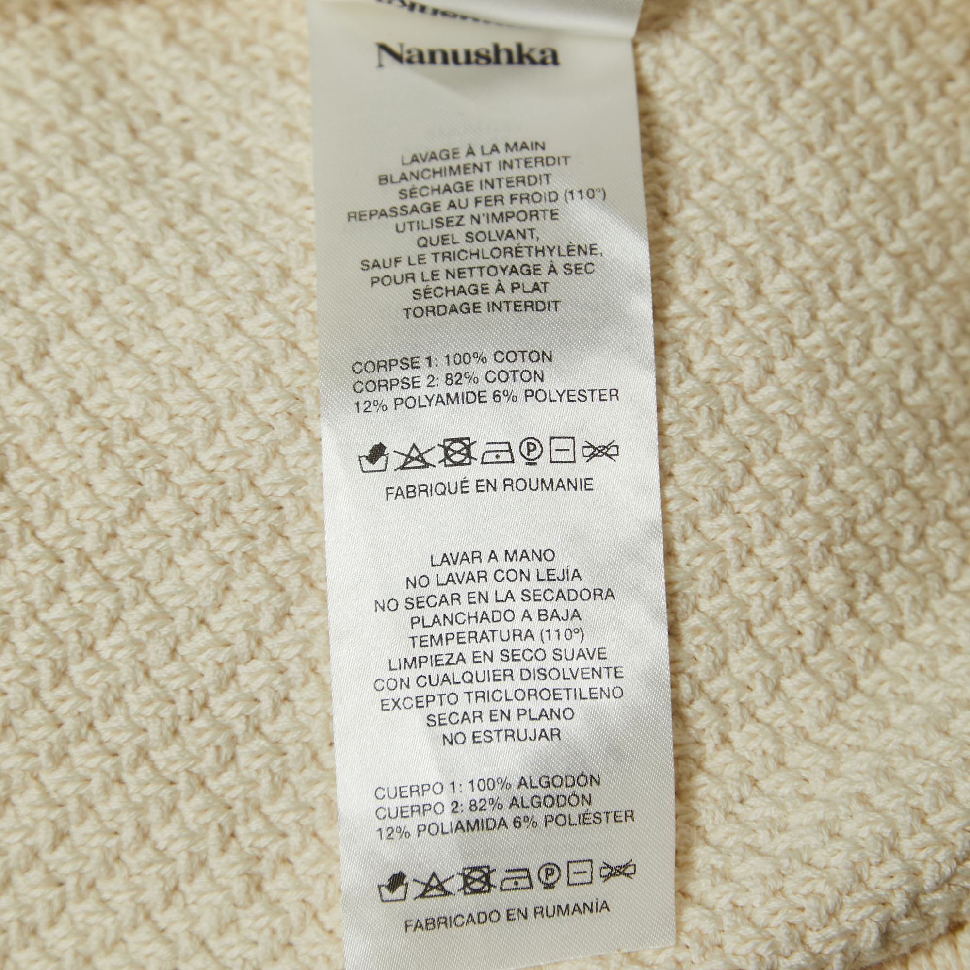 Nanushka Off White Crochet Knit Polo T-Shirt M