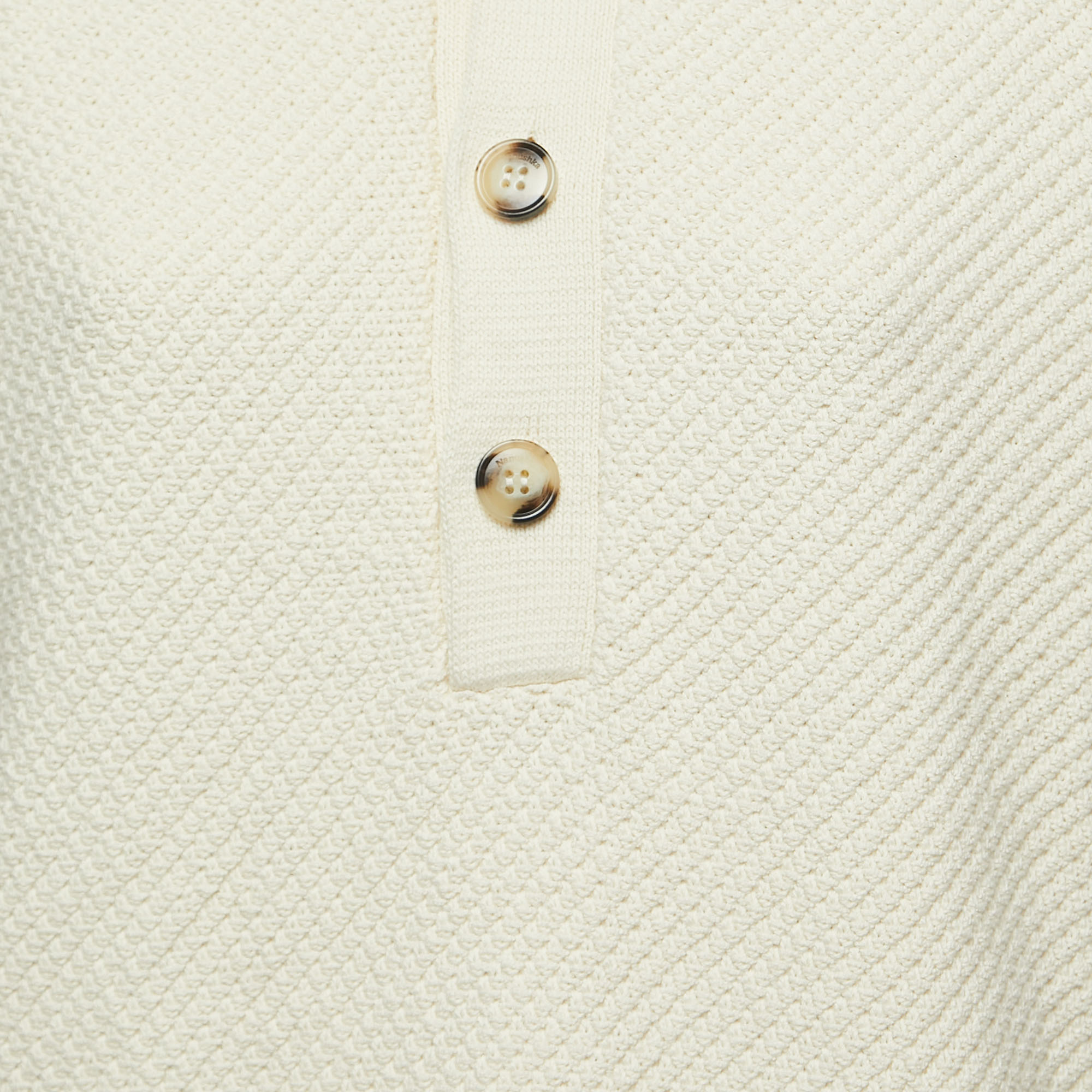 Nanushka Off White Crochet Knit Polo T-Shirt M