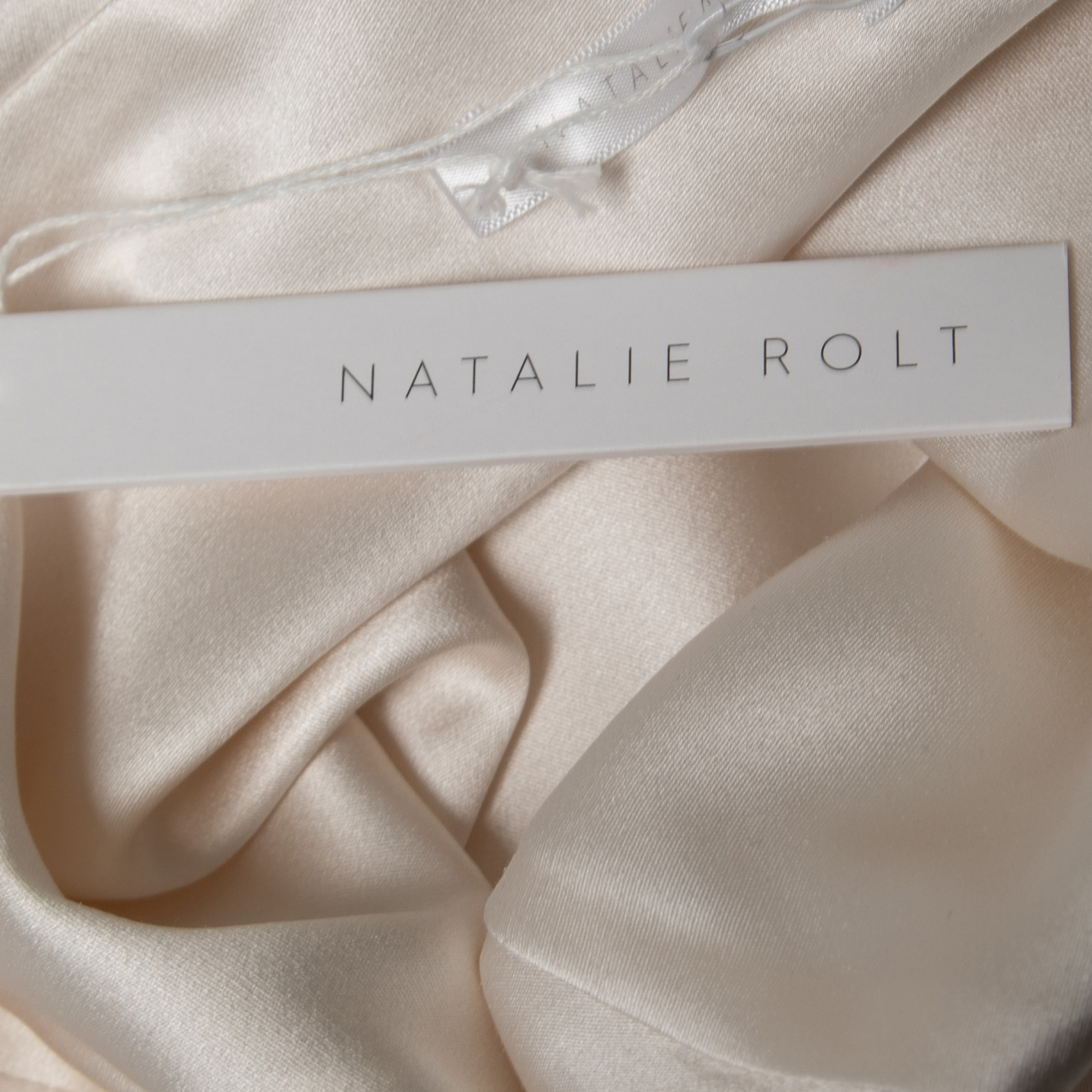 Natalie Rolt Off White Satin Silk Lace Trimmed Tallulah Maxi Dress S