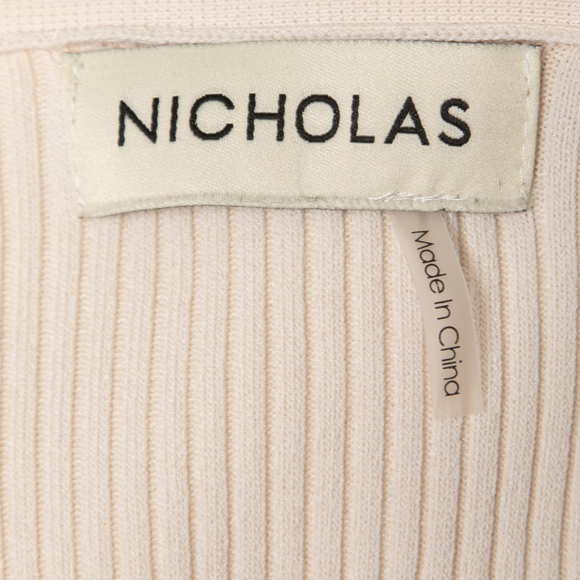 Nicholas Beige Knit Cutout Fluisa Midi Dress S