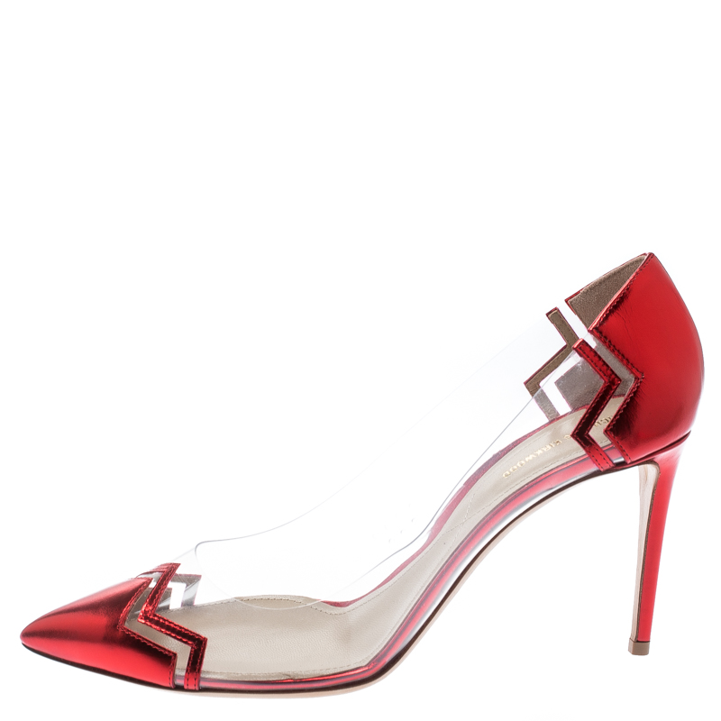 Nicholas Kirkwood Red Metallic Leather And PVC Pointed Toe Pumps Size
Nicholas Kirkwood Red Metallic Leather And PVC Pointed Toe Pumps Size