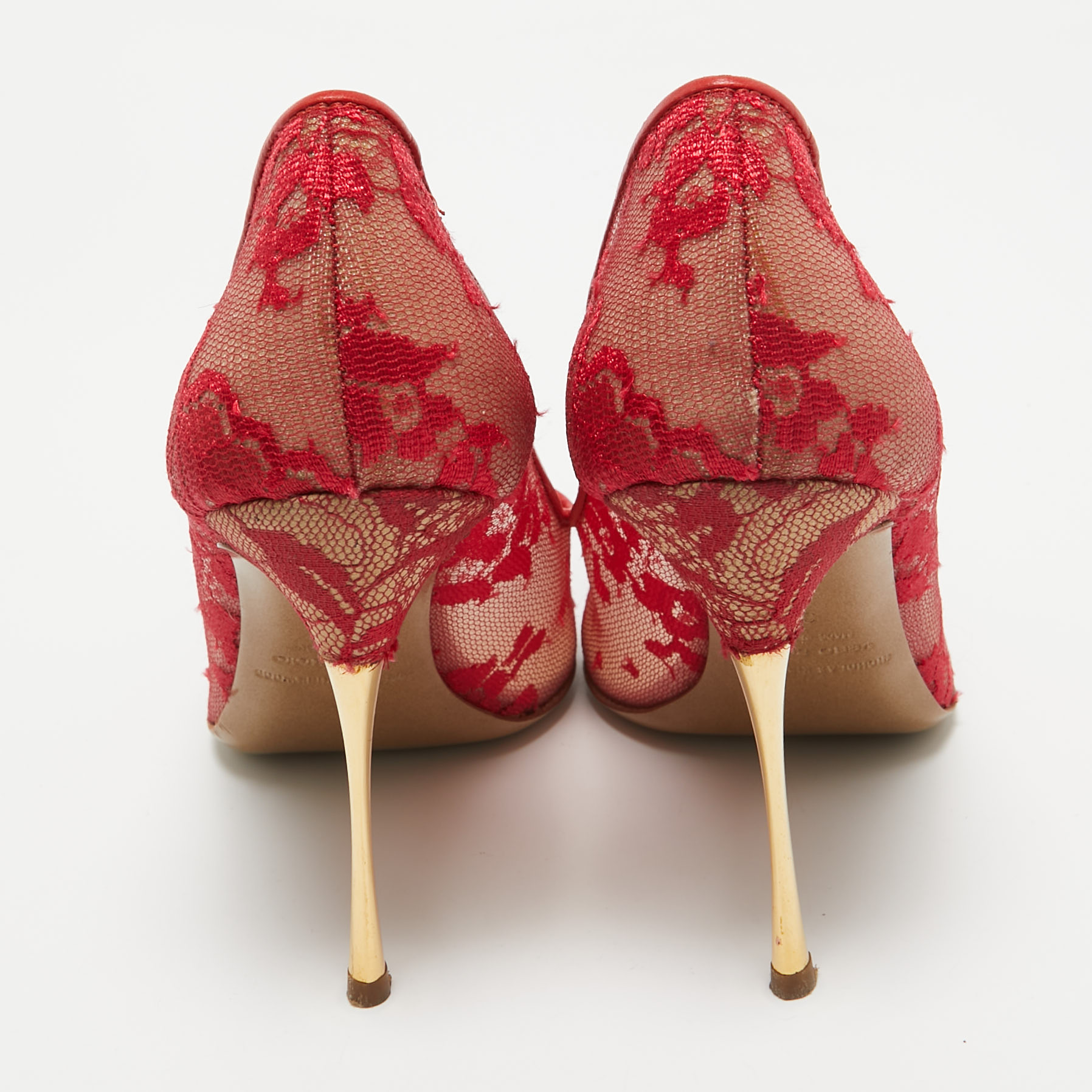 Nicholas Kirkwood Red Floral Lace Pointed Toe Pumps Size 38