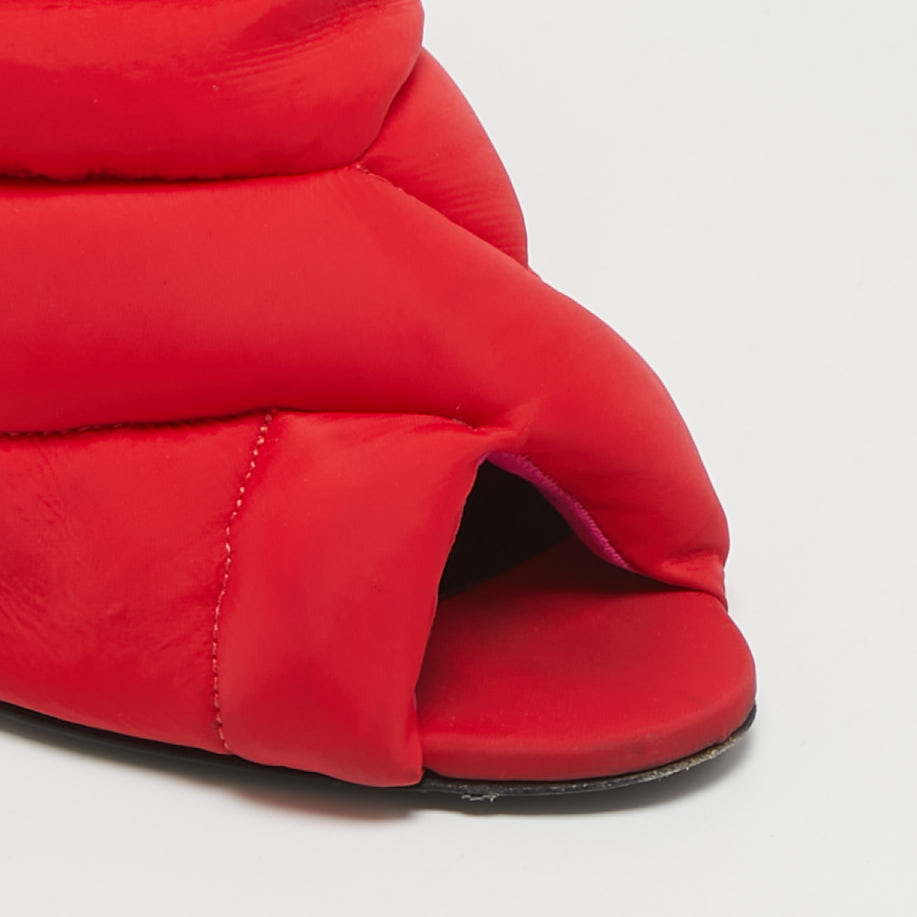 Nicholas Kirkwood Red Nylon Puffer Open Toe Mules Size 41