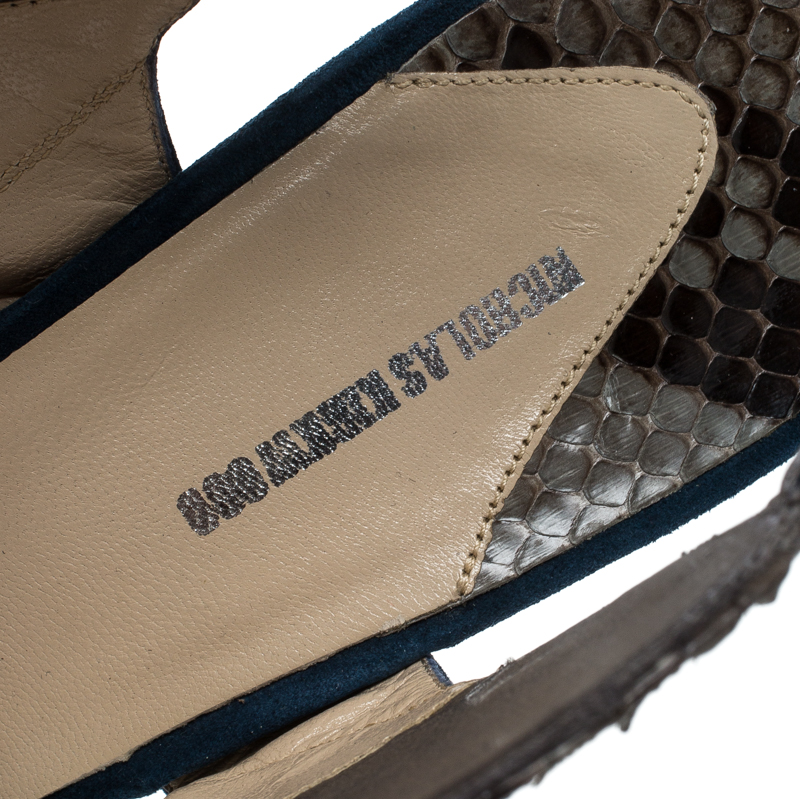 Nicholas Kirkwood Multicolor Suede And Python Platform Slingback Sandals Size 37