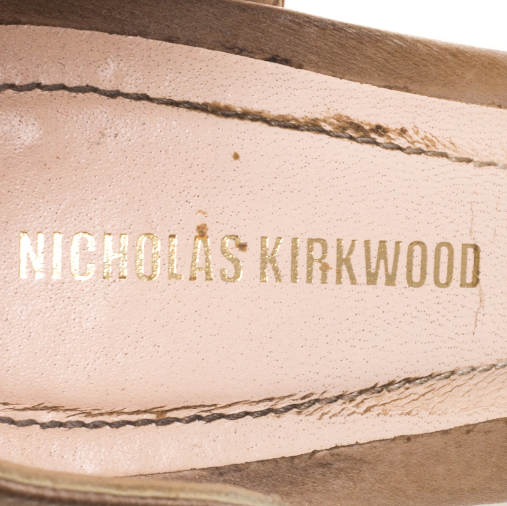 Nicholas Kirkwood Beige Satin Platform Sandals Size 37