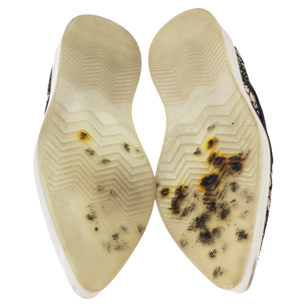 Nicholas Kirkwood Black Lace Alona Pointed Toe Platform Loafers Size 40.5