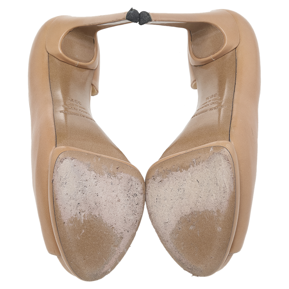Nicholas Kirkwood Beige Leather Peep Toe Platform Pumps Size 39.5