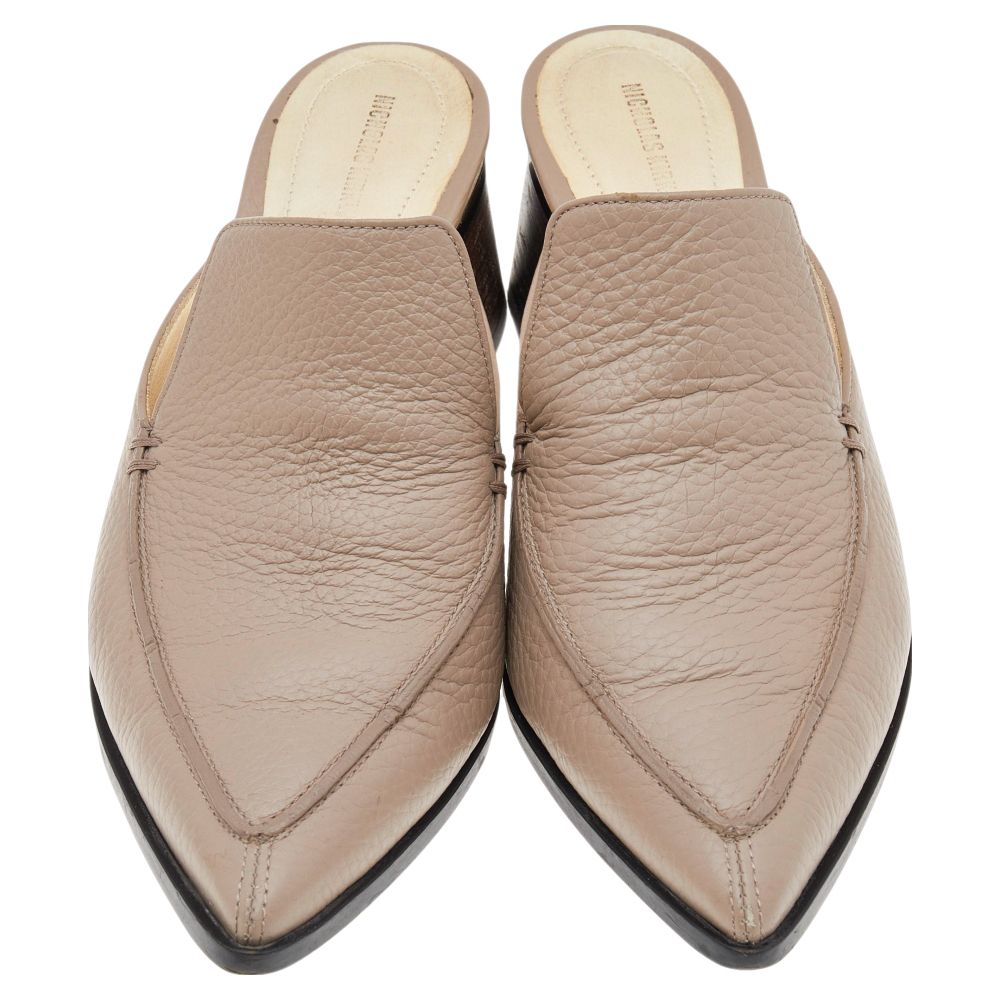 Nicholas Kirkwood Beige Leather Beya Pointed Toe Loafers Size 38.5