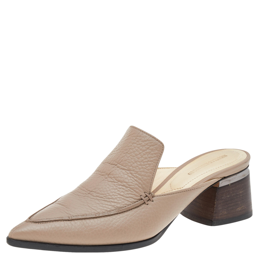 Nicholas Kirkwood Beige Leather Beya Pointed Toe Loafers Size 38.5