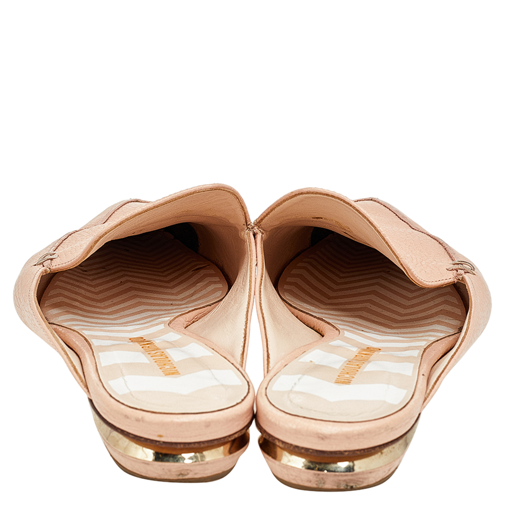 Nicholas Kirkwood Cream Leather Pointed Toe Beya Flat Mule Sandals Size 39.5