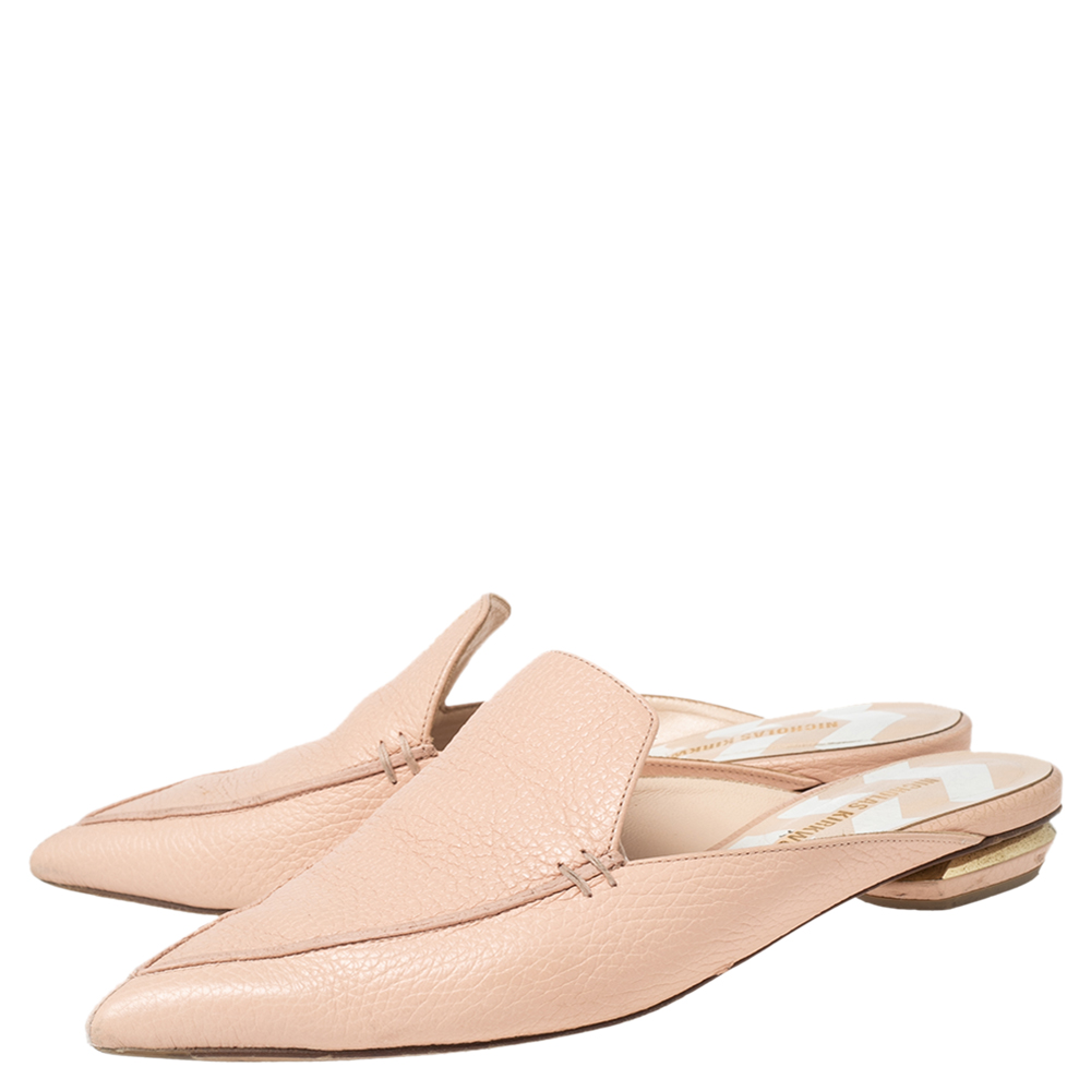 Nicholas Kirkwood Pink Leather Beya Mule Sandals Size 38.5