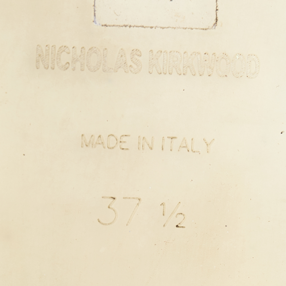 Nicholas Kirkwood Silver Fabric Eye Motif Iris Slip On Loafers Size 37.5