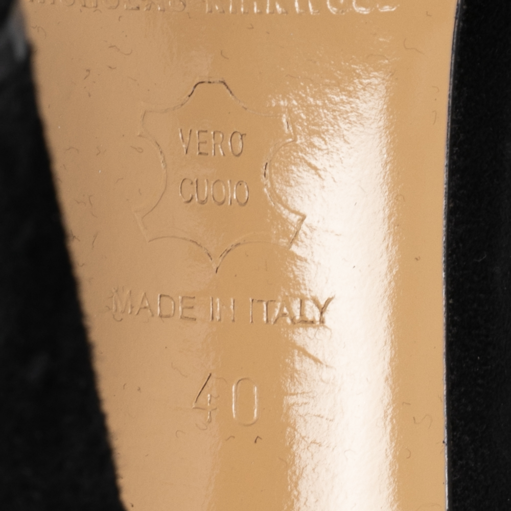 Nicholas Kirkwood Black/Gold Suede And Textured Leather Open-Toe Platform Sandals Size 40