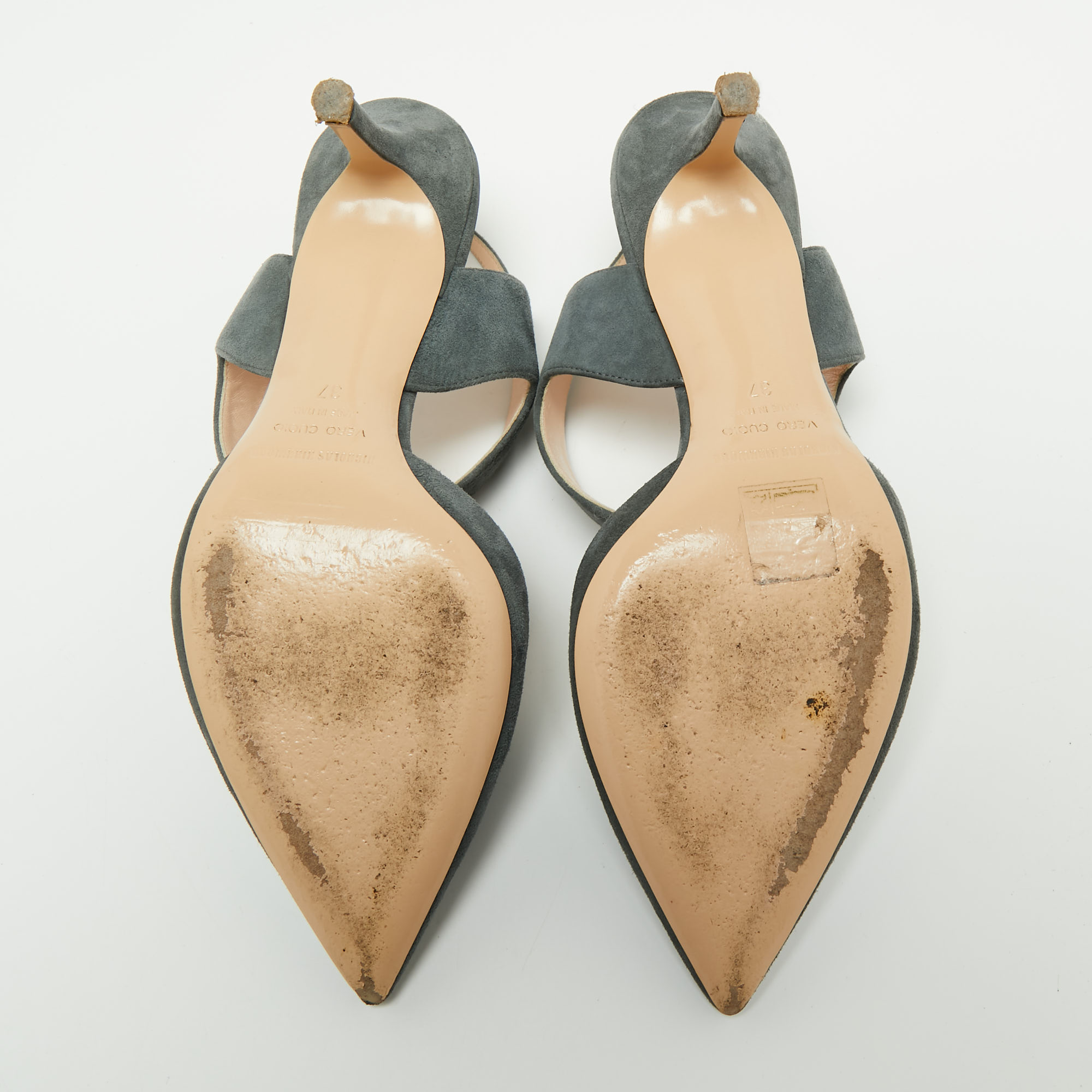 Nicholas Kirkwood Grey Suede Leeloo Ankle Strap Pointed Toe Sandals Size 37