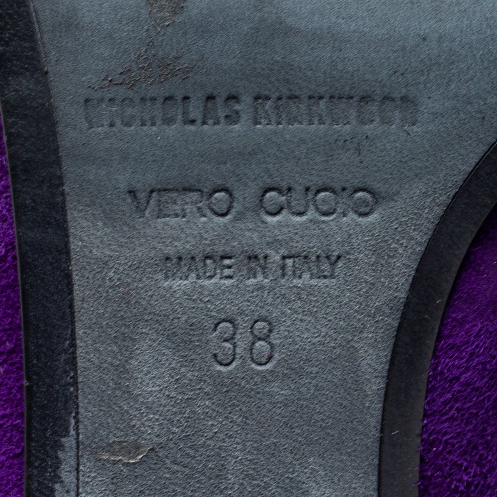 Nicholas Kirkwood Purple Suede Pointed Toe Pumps Size 38