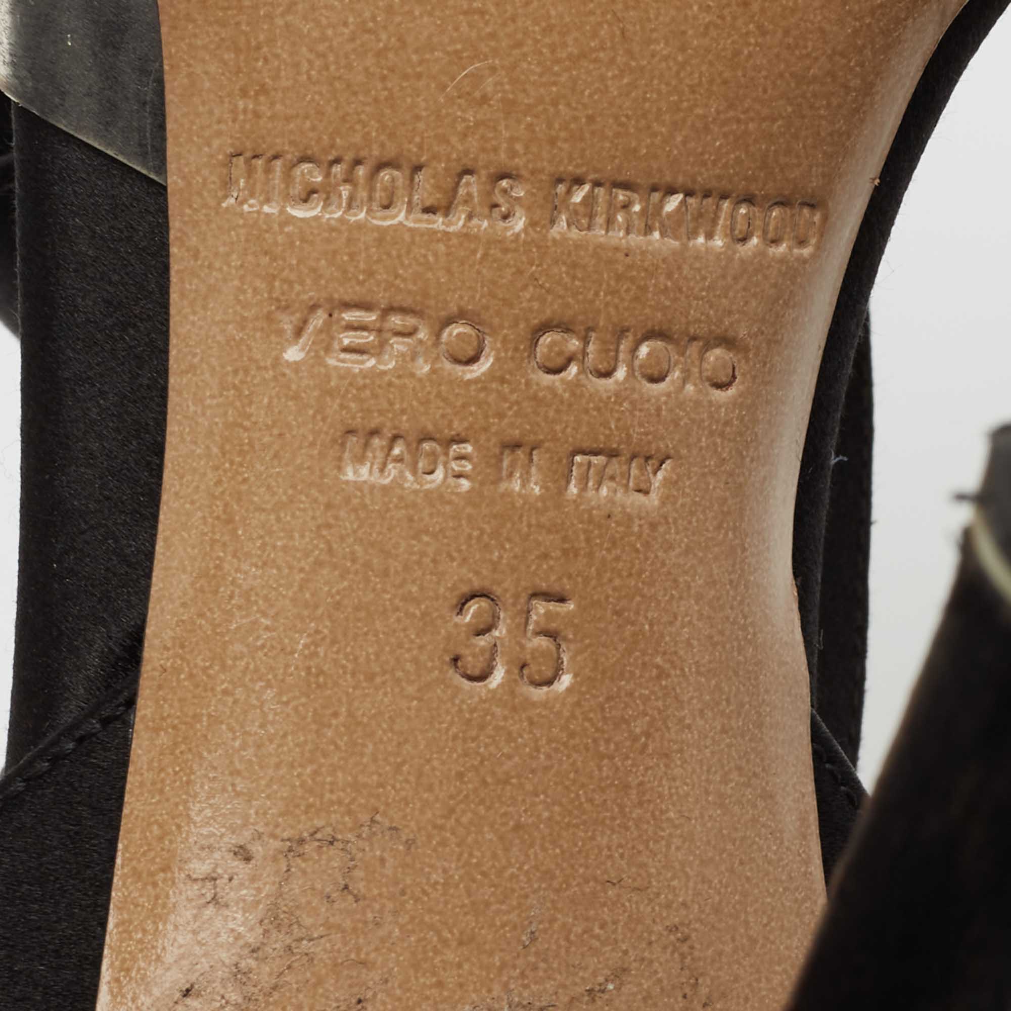 Nicholas Kirkwood Black Satin Ankle Strap Sandals Size 35