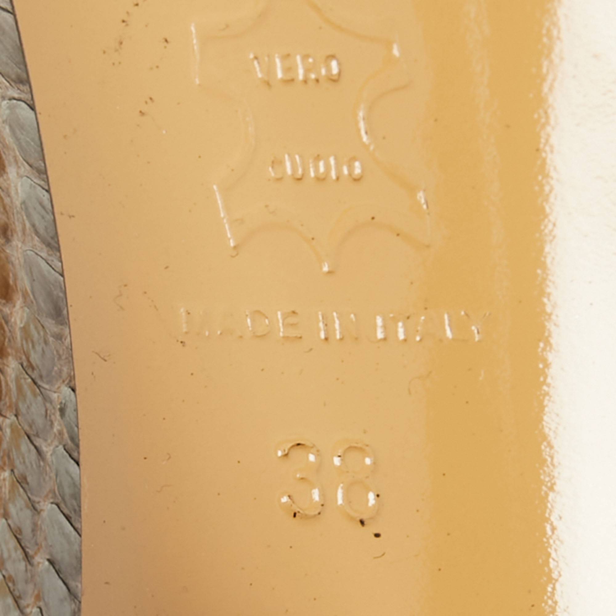 Nicholas Kirkwood Brown/Grey Python Leather Peep Toe Platform Pumps Size 38