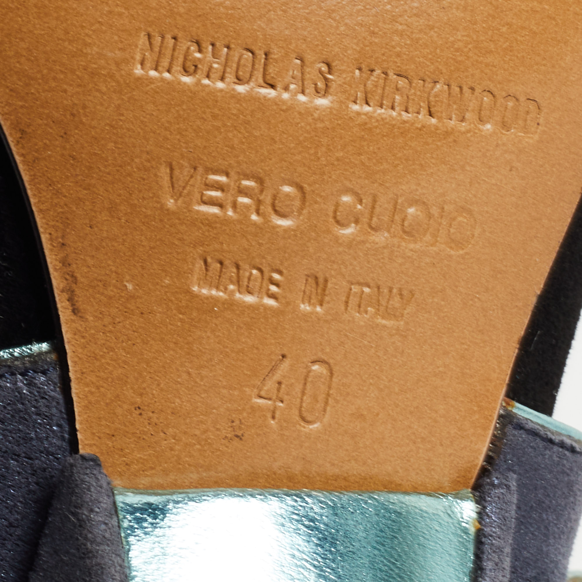 Nicholas Kirkwood Grey /Black Leather Ankle Strap Sandals Size 40