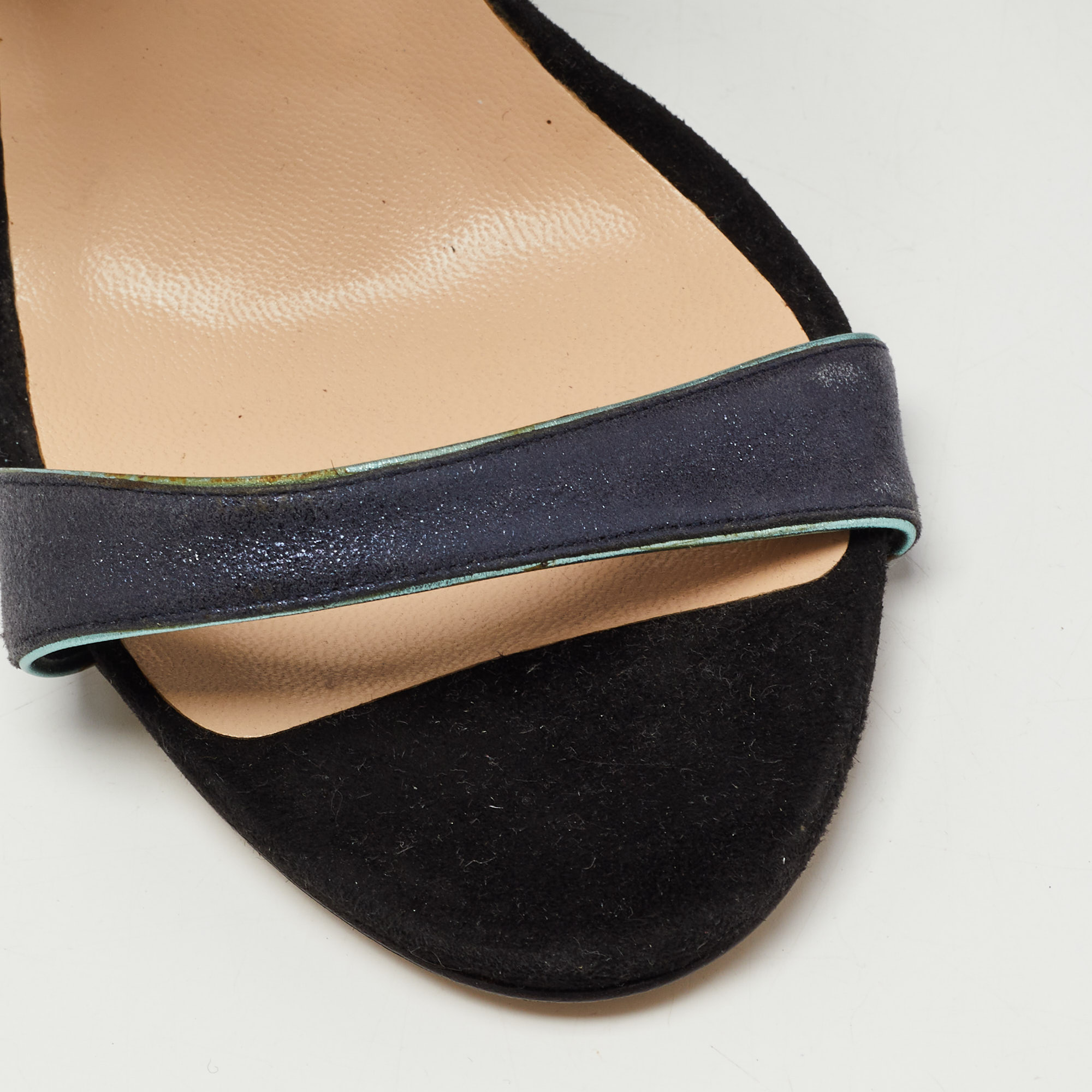 Nicholas Kirkwood Grey /Black Leather Ankle Strap Sandals Size 40