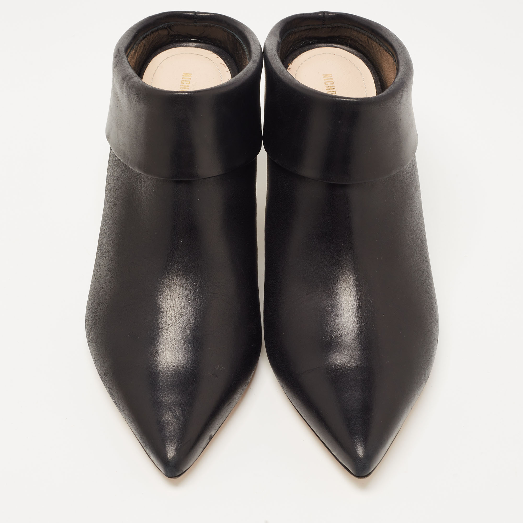 Nicholas Kirkwood Black Leather Pointed Toe Mules Size 37