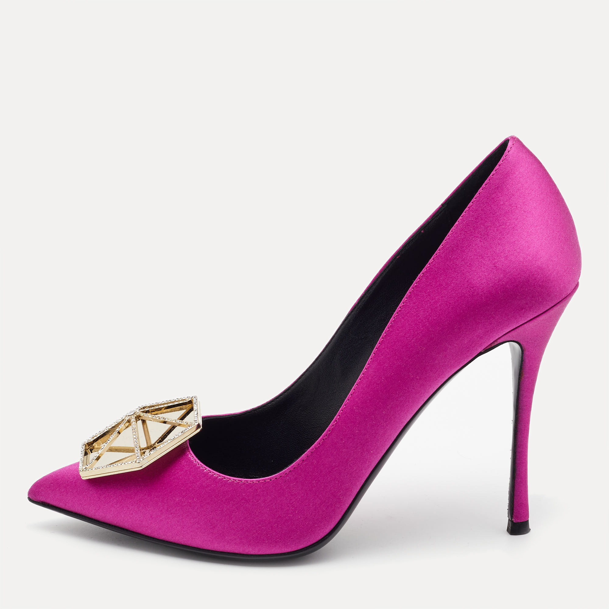 Nicholas Kirkwood Pink Satin Eden Crystal Embellished Pointed Toe Pumps Size 38