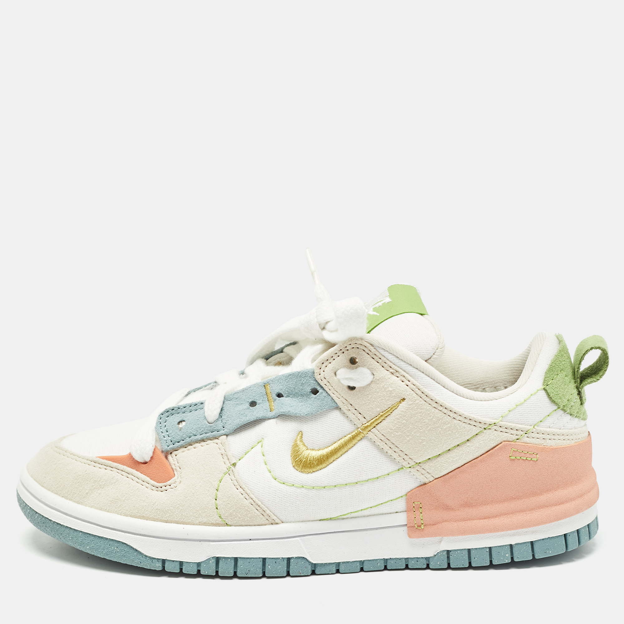 Nike multicolor canvas and alcantara dunk low disrupt 2 easter pastel sneakers size 37.5