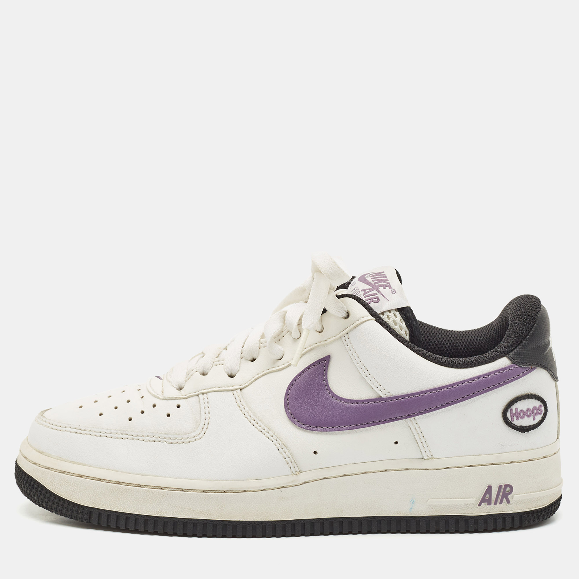 Nike White/Purple Leather Air Force 1 Low Hoops White Canyon Purple Sneakers Size 40.5
Nike White/Purple Leather Air Force 1 Low Hoops White Canyon Purple Sneakers Size 40.5