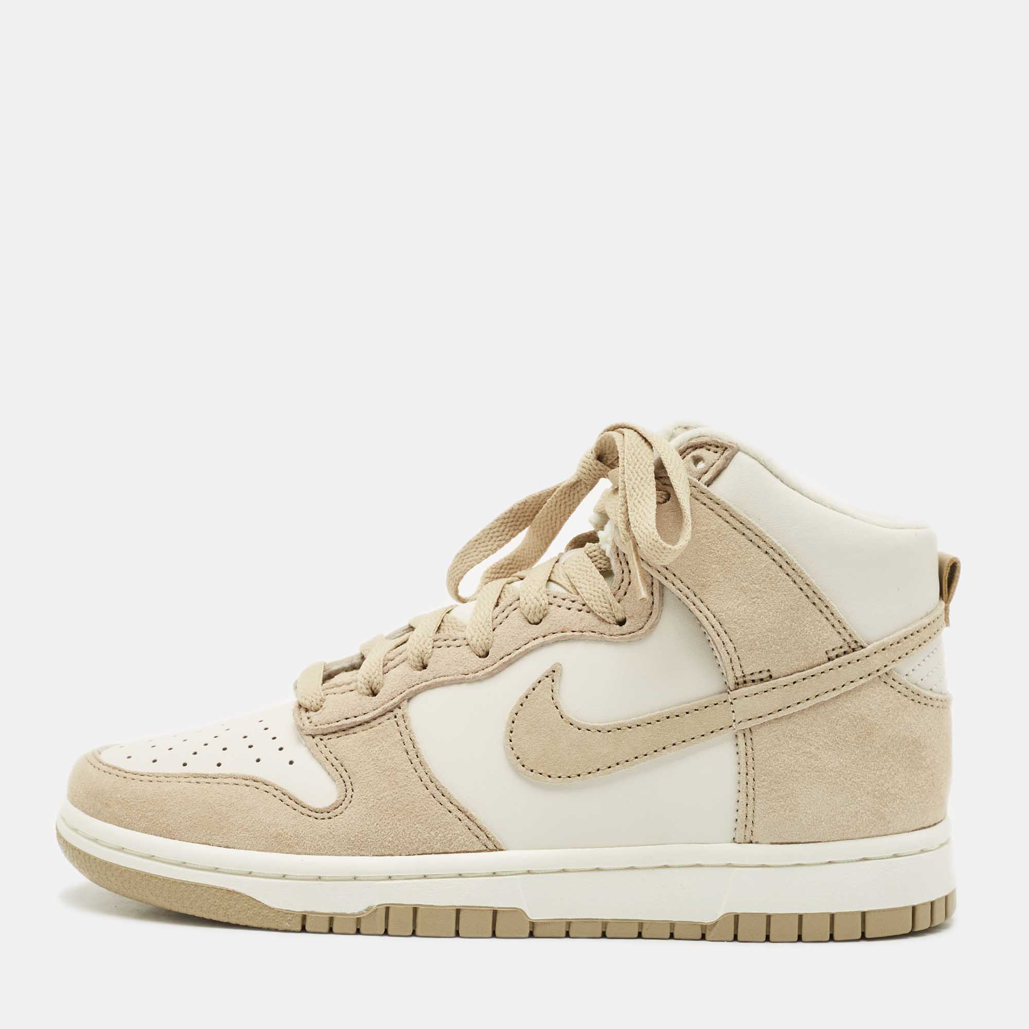 Nike Tan/White Suede and Leather Dunk High Top Sneakers Size 38.5
Nike Tan/White Suede and Leather Dunk High Top Sneakers Size 38.5