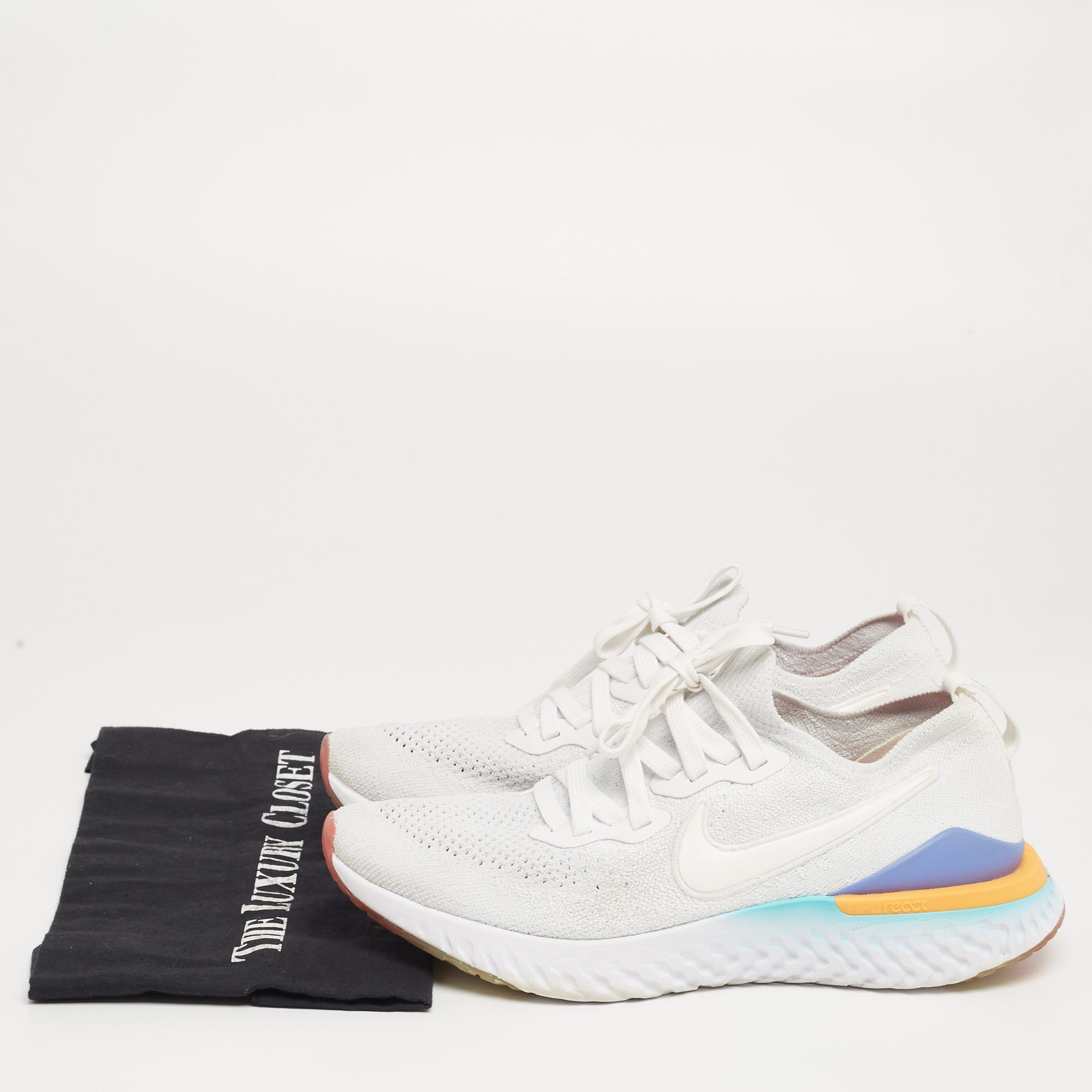 Nike Epic React White Knit Fabric Low Top Sneakers Size 40