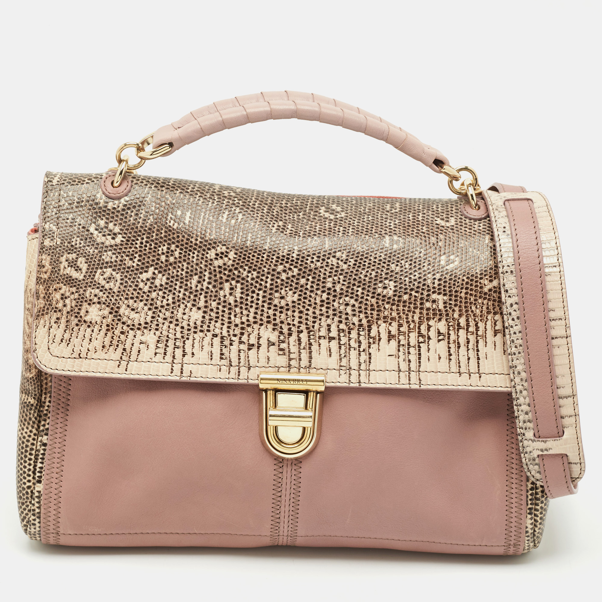 Nina Ricci Mauve Leather and Lizard Flap Top Handle Bag, Purple
Nina Ricci Mauve Leather and Lizard Flap Top Handle Bag, Purple