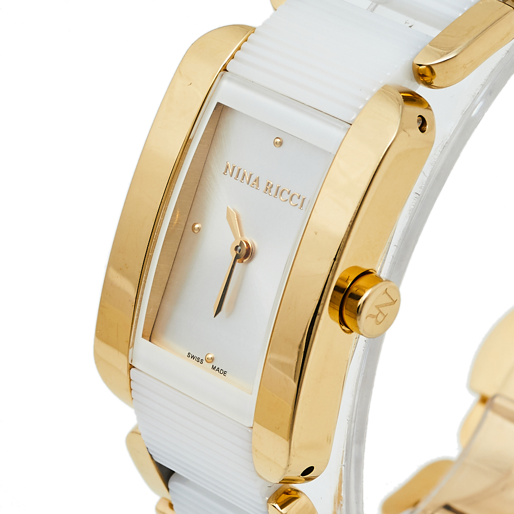 Nina Ricci Silver Gold Plated Stainless Steel Ceramic NO62003SM Women's Wristwatch
Nina Ricci Silver Gold Plated Stainless Steel Ceramic NO62003SM Women's Wristwatch
