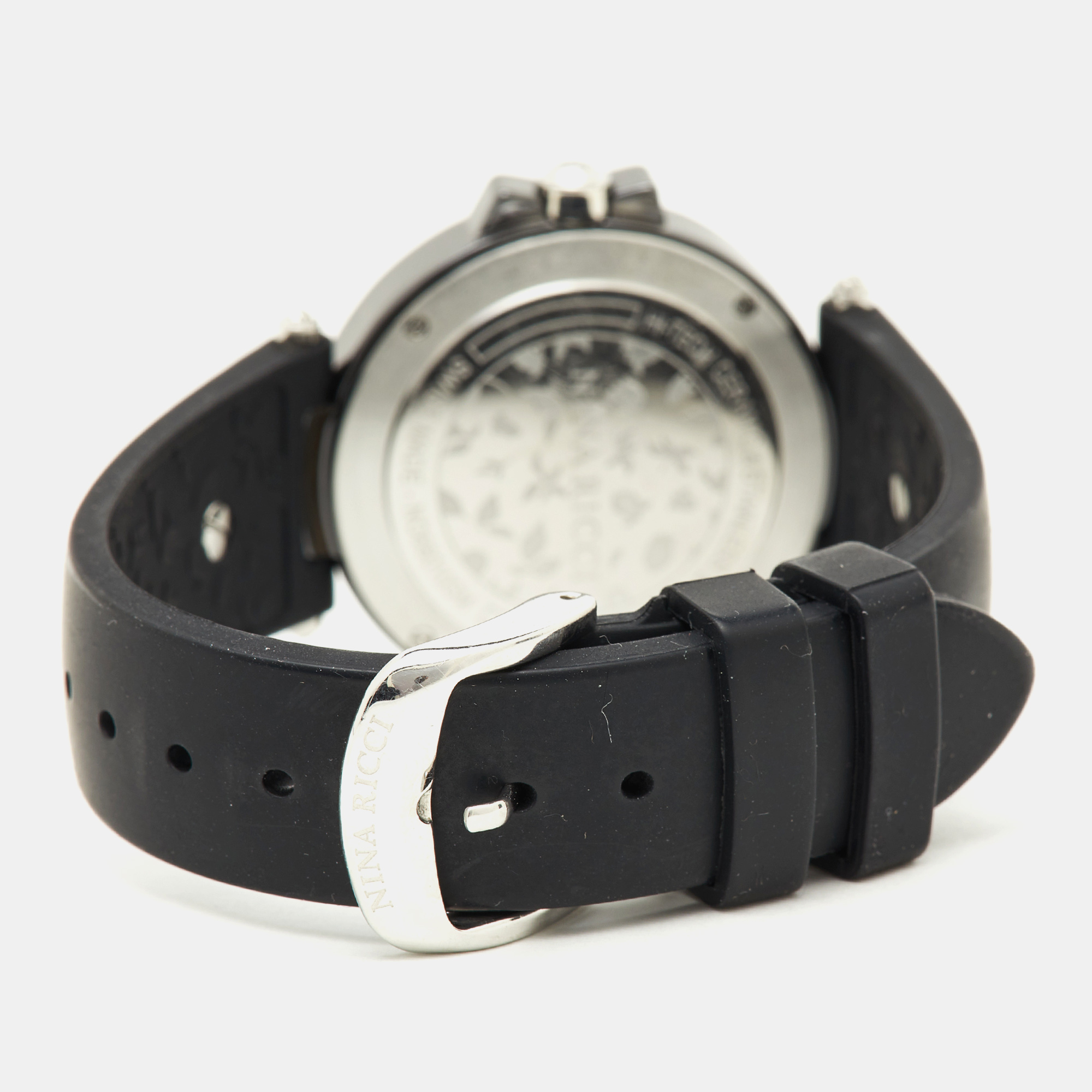 Nina Ricci Black Hi-Tech Ceramic Stainless Steel Silicone Rubber NO68010SM Women's Wristwatch 36.50 Mm