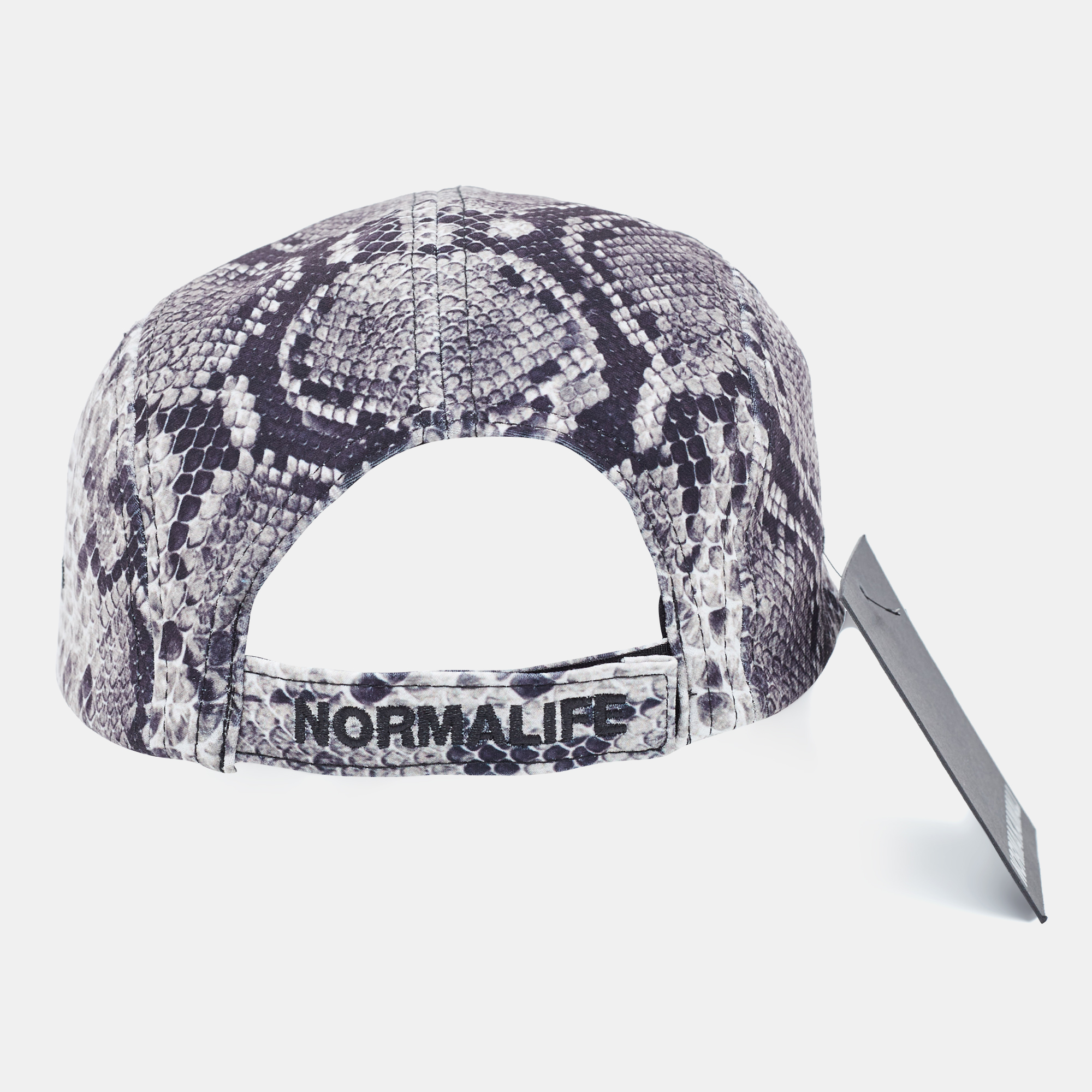 Norma Kamali Black/White Python Print Poly Lycra Long Bill Baseball Cap One Size