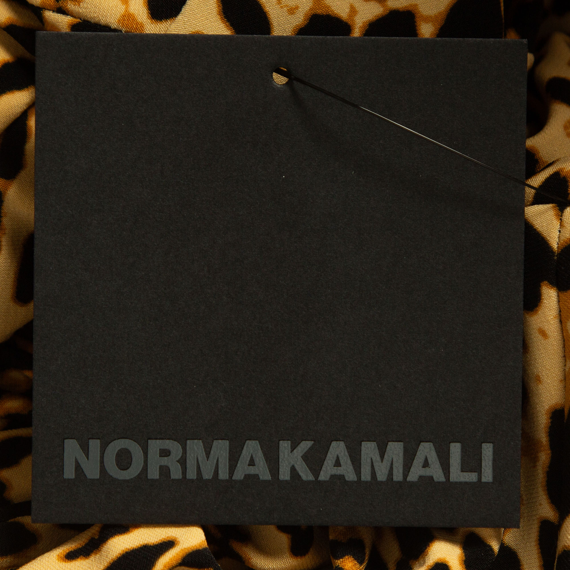 Norma Kamali Beige Leopard Print Stretch Knit High Waist Spat Leggings L