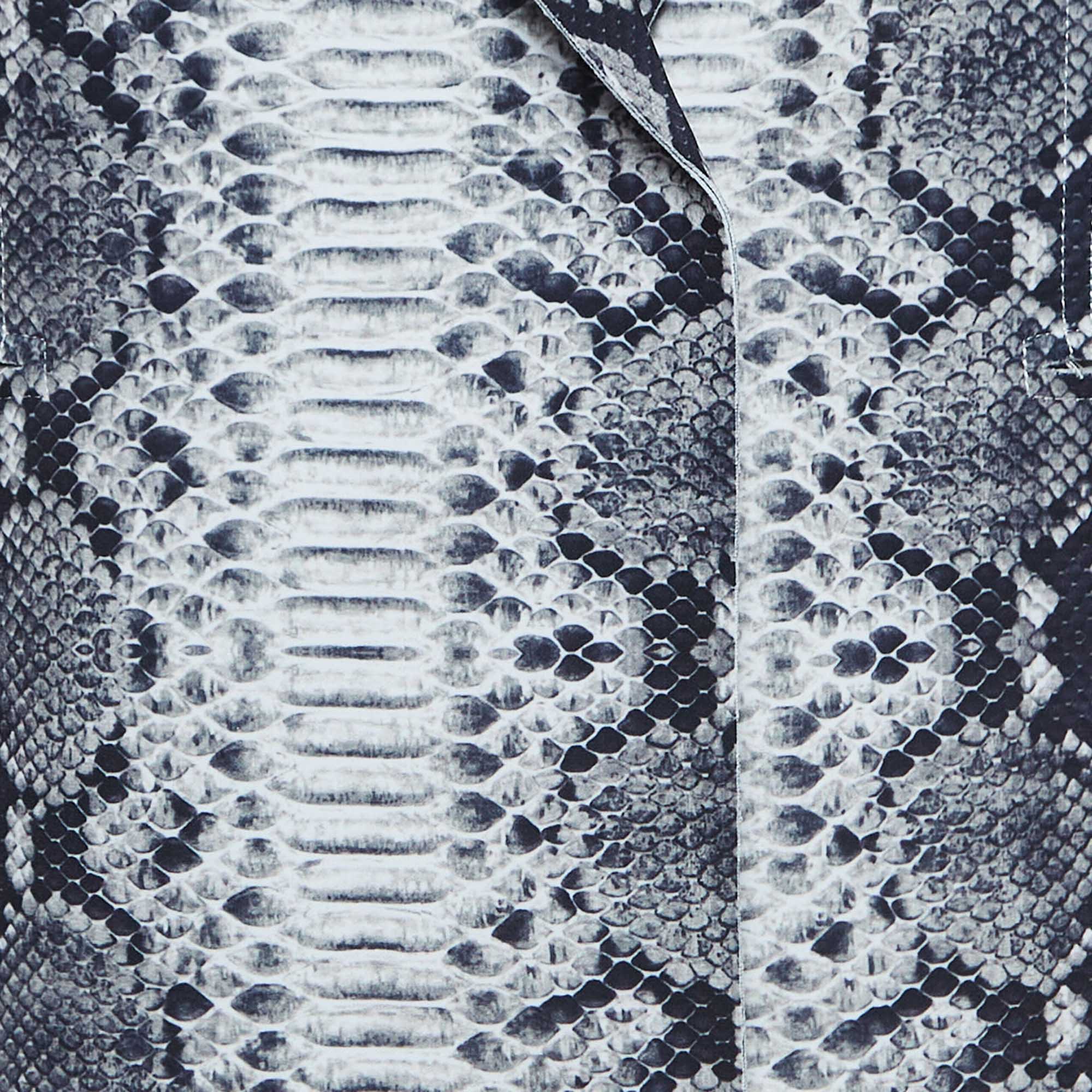 Norma Kamali Black/White Python Print Lycra Single Breasted Straight Fit Jacket M