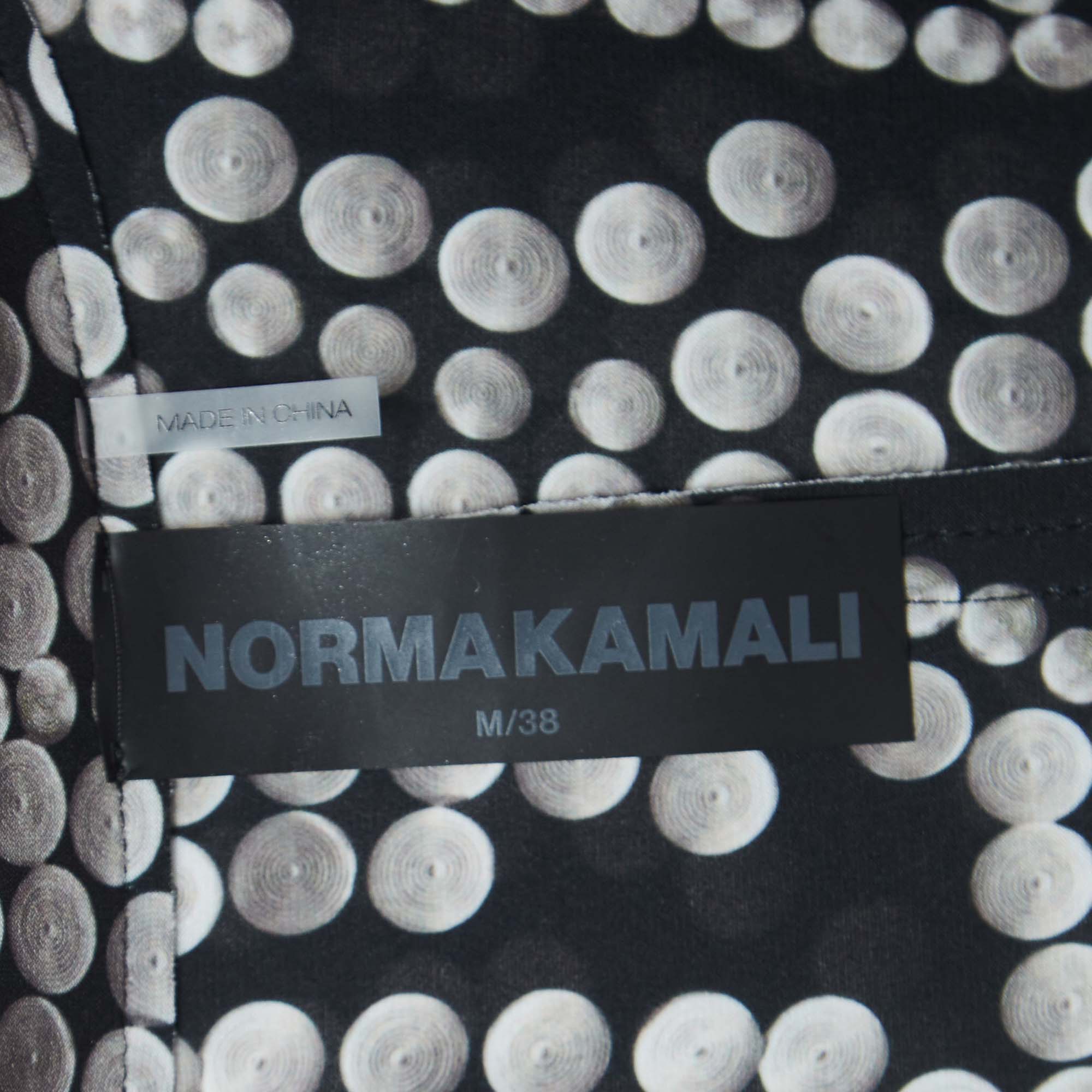 Norma Kamali Black Printed Lycra Single Breasted Straight Fit Jacket M