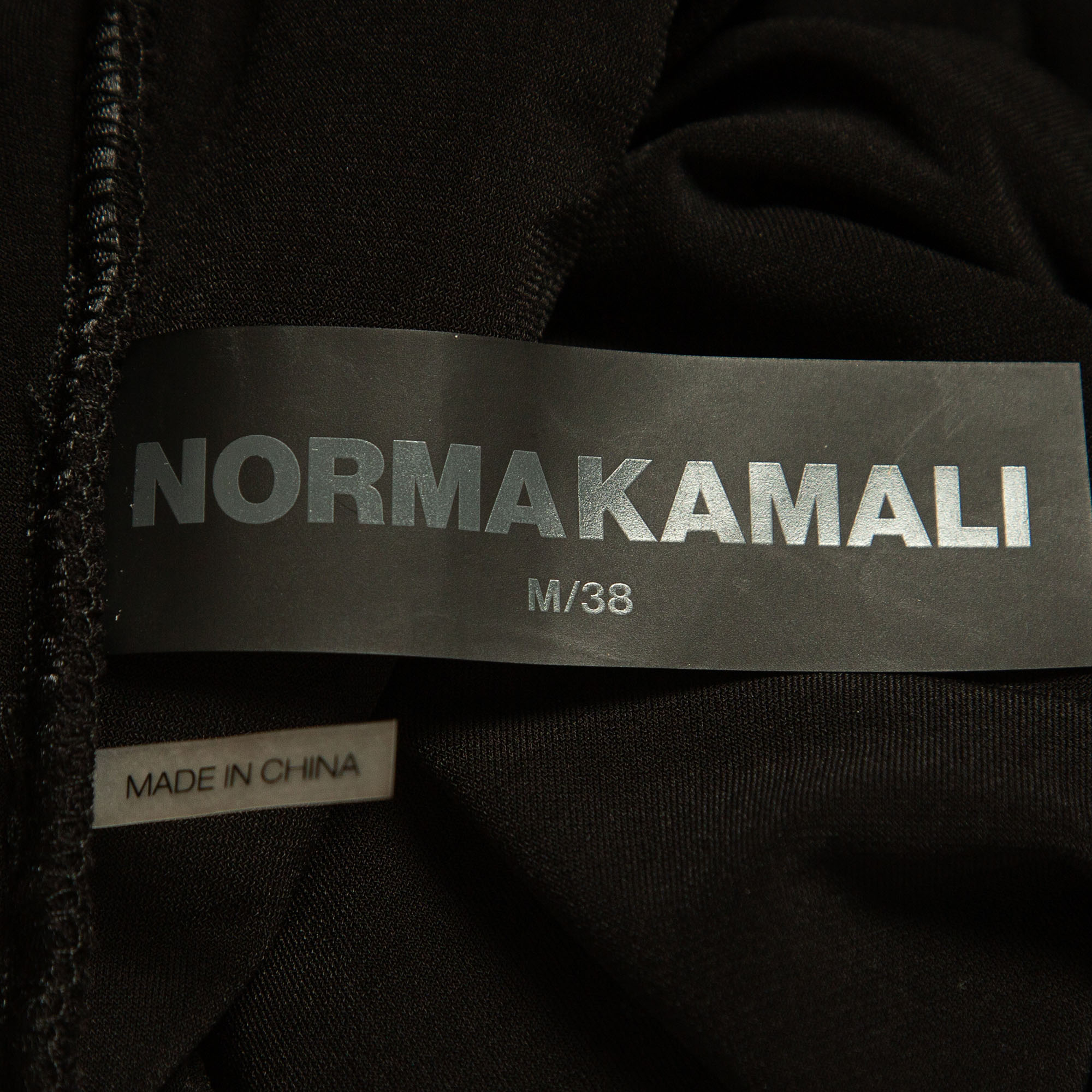 Norma Kamali Black Lycra/Mesh Shirred Detail Diana Gown M