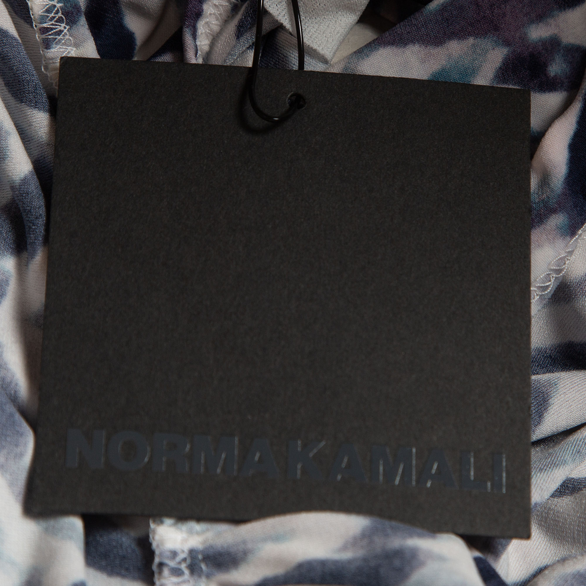 Norma Kamali White/Blue Chevron Zebra Print Jersey Halter Slinky Marissa Swimsuit XL